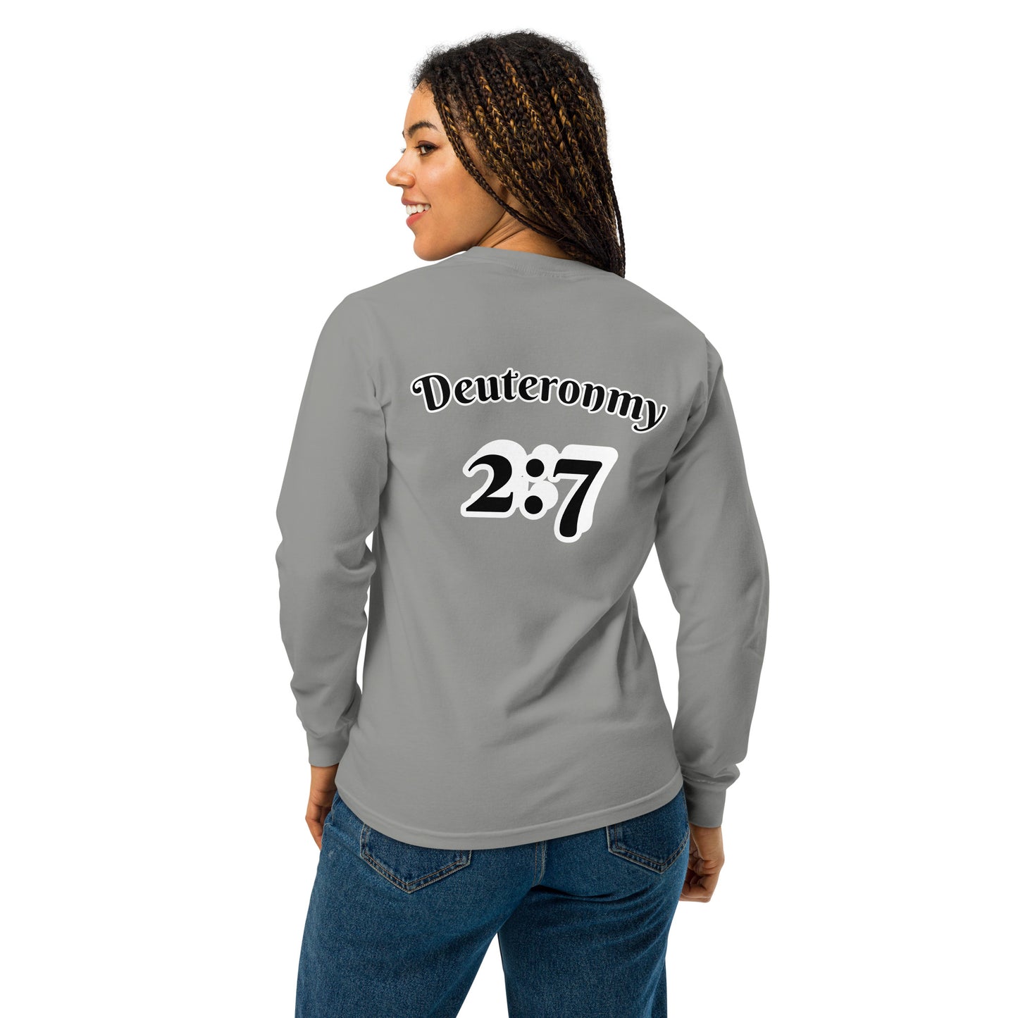 Garment-dyed heavyweight long-sleeve shirt "OF" [Deuteronomy 2:7}