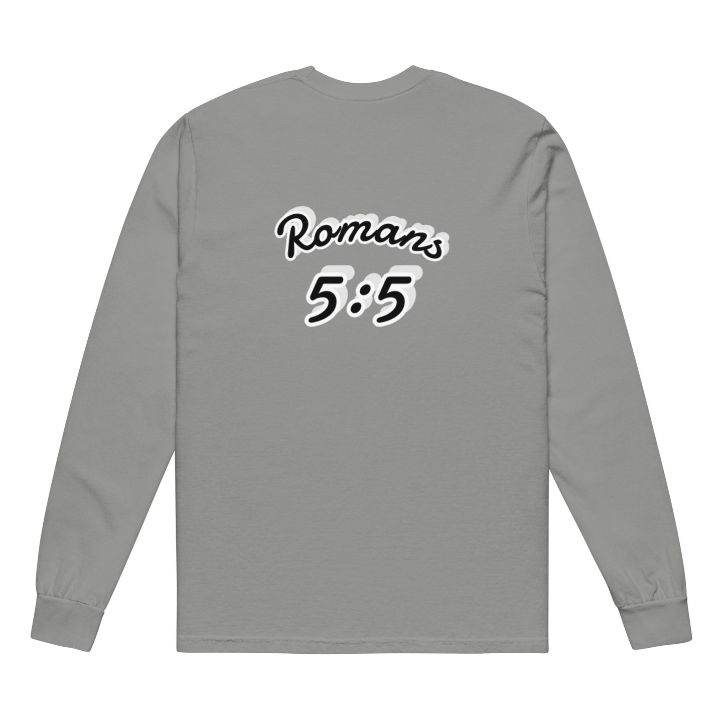 Garment-dyed heavyweight long-sleeve shirt LOVE "OF" GOD [Romans 5:5]