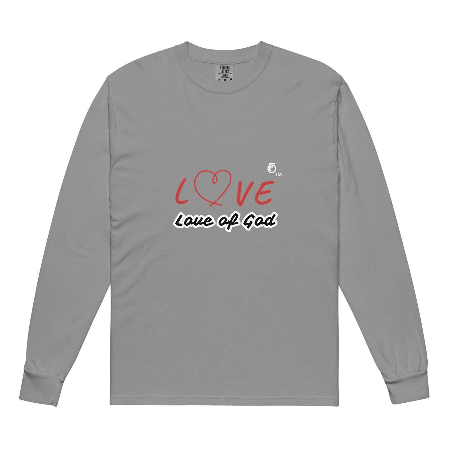 Garment-dyed heavyweight long-sleeve shirt LOVE "OF" GOD [Romans 5:5]