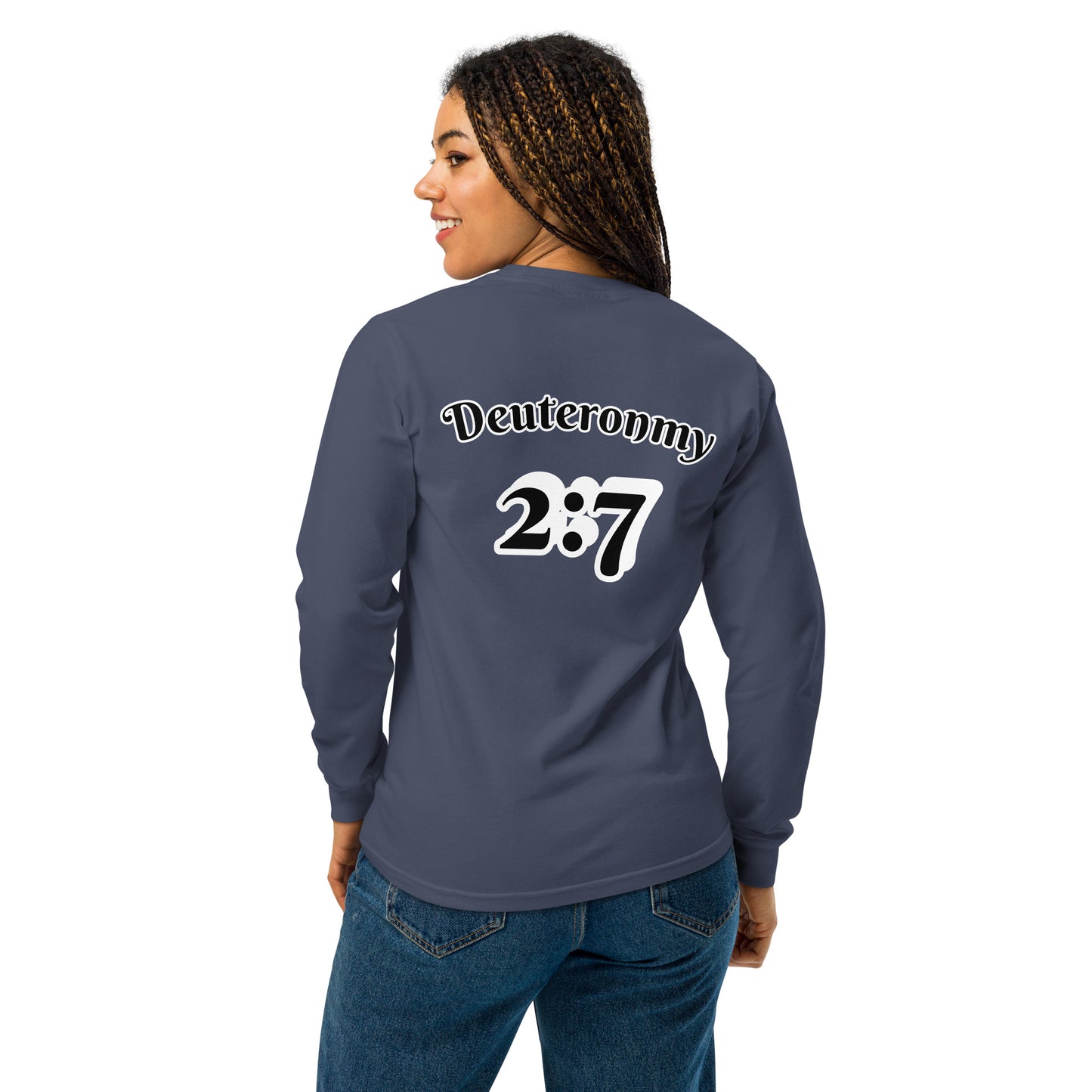 Garment-dyed heavyweight long-sleeve shirt "OF" [Deuteronomy 2:7}