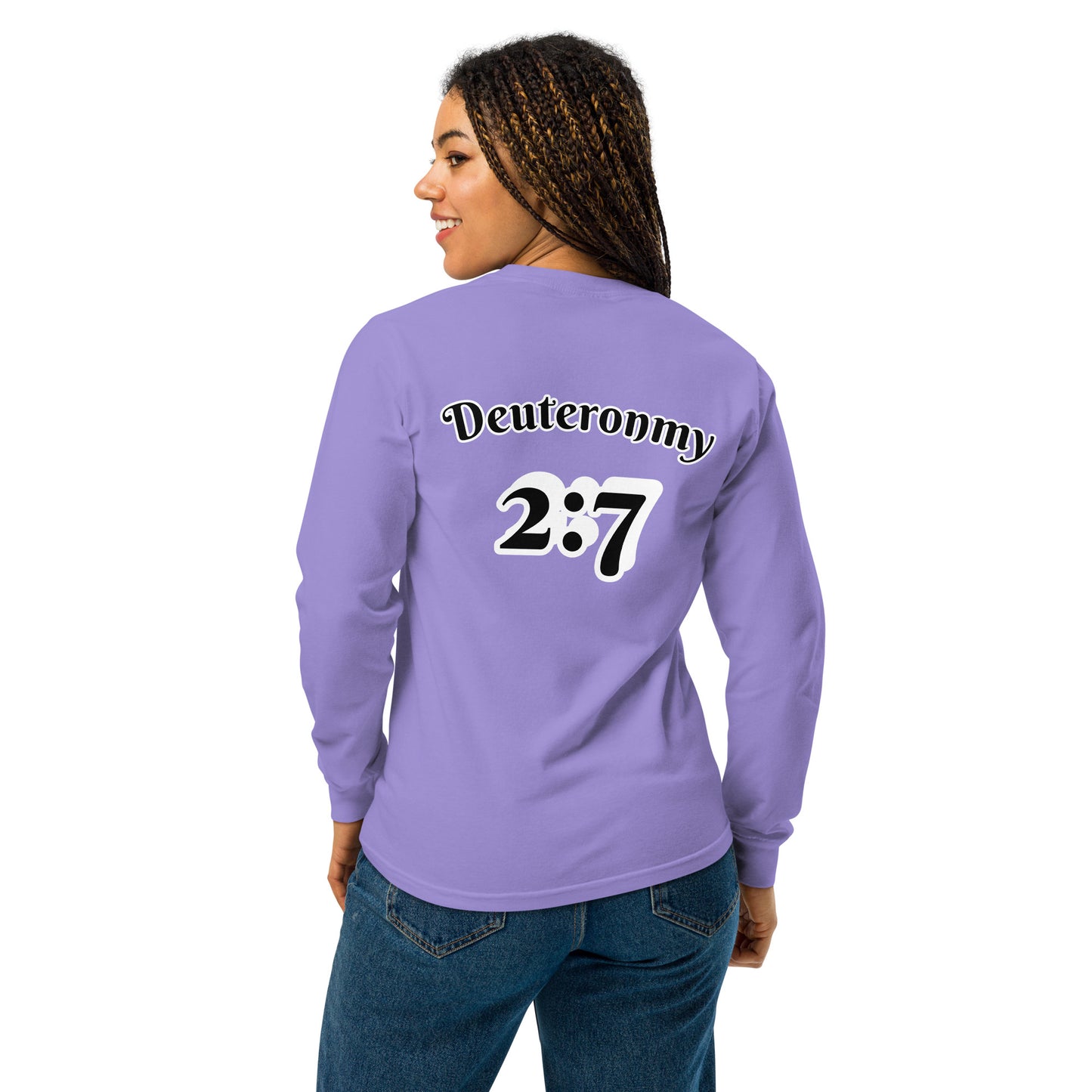 Garment-dyed heavyweight long-sleeve shirt "OF" [Deuteronomy 2:7}