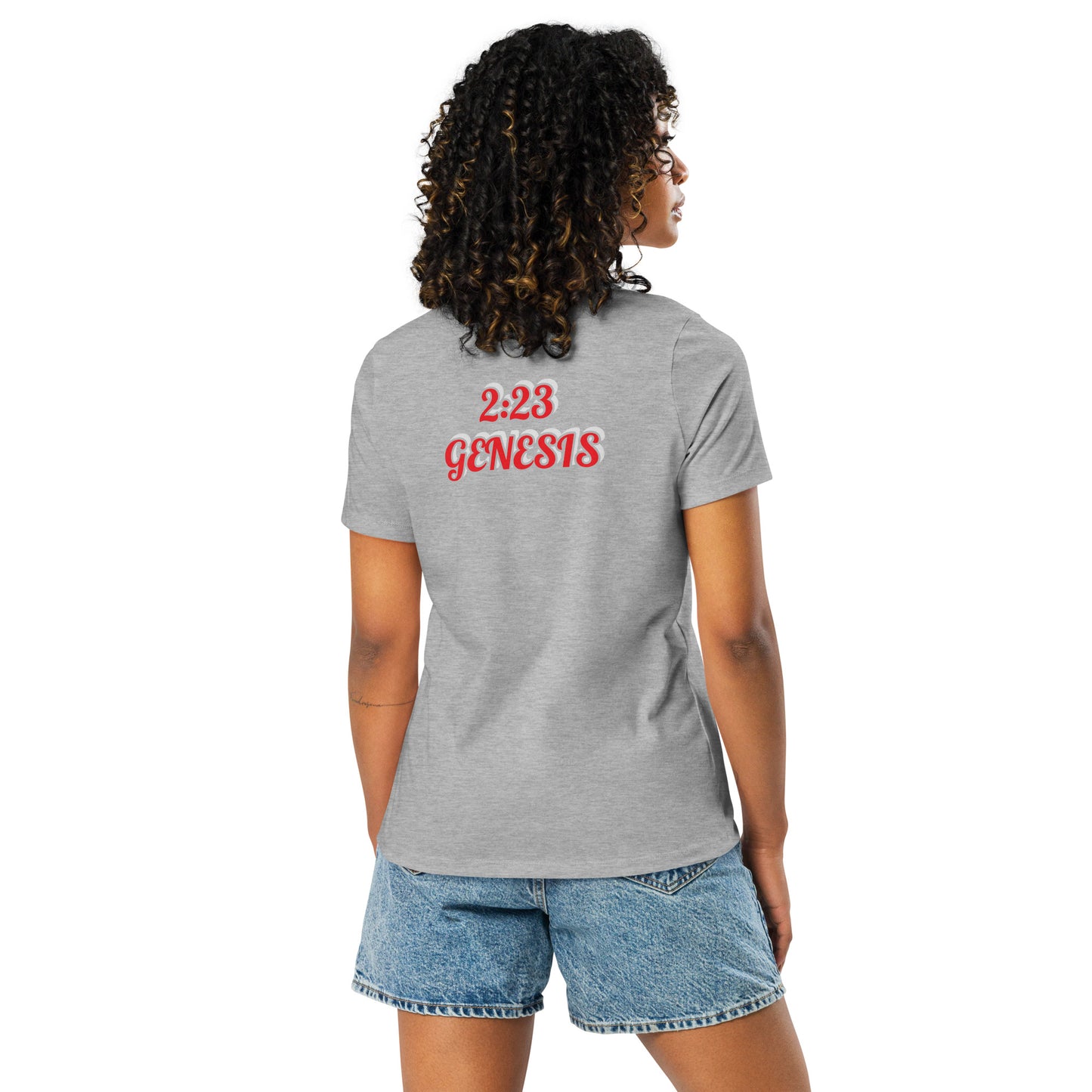 Women's Relaxed T-Shirt "WOMEN OF GOD" [Genesis 2:23]