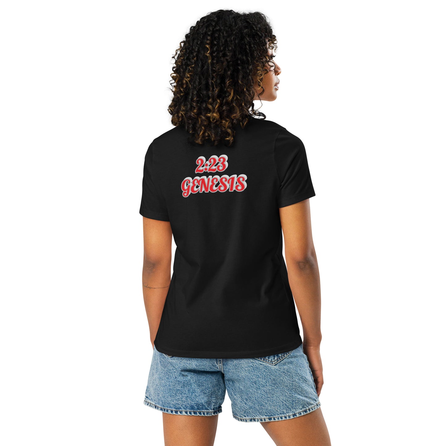 Women's Relaxed T-Shirt "WOMEN OF GOD" [Genesis 2:23]