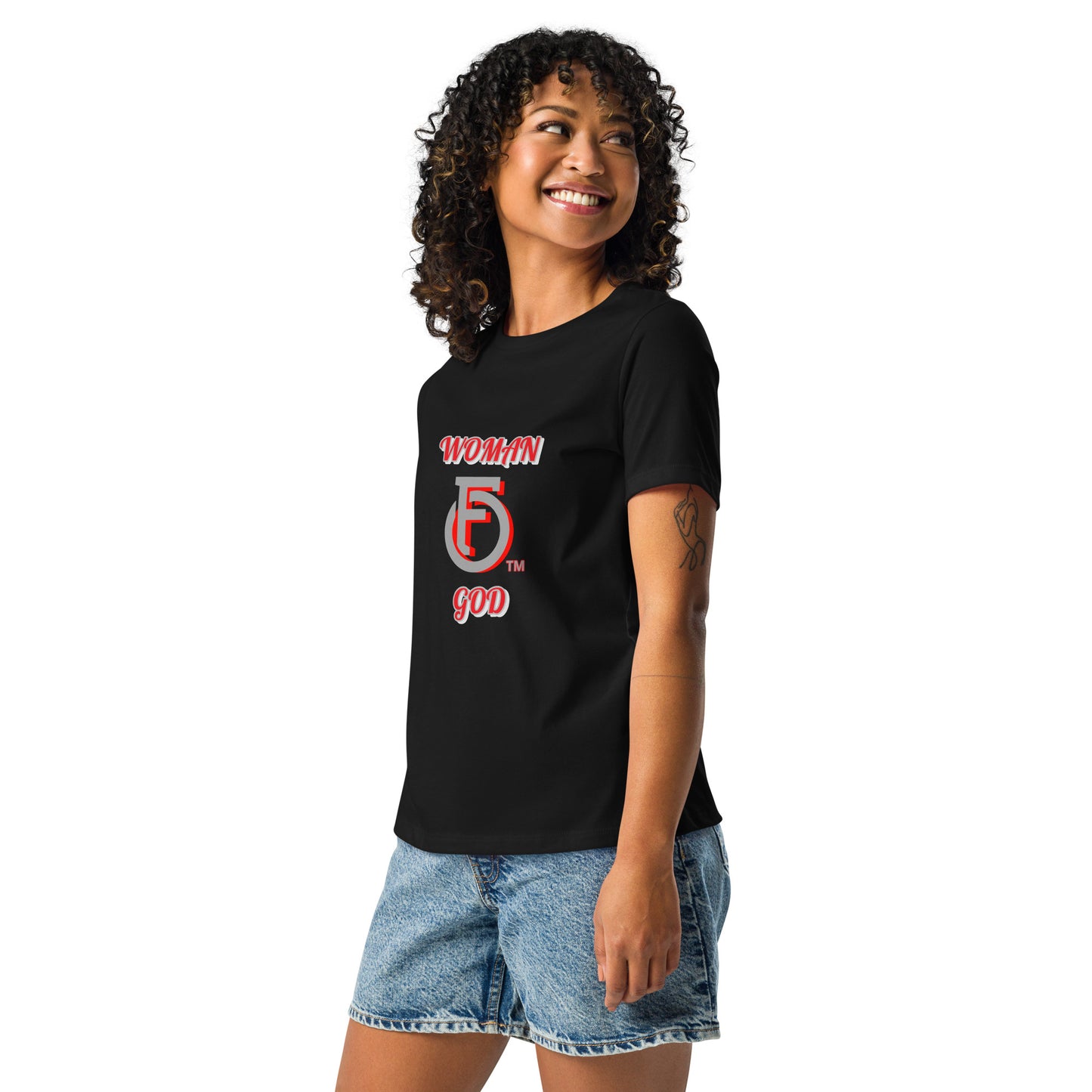 Women's Relaxed T-Shirt "WOMEN OF GOD" [Genesis 2:23]