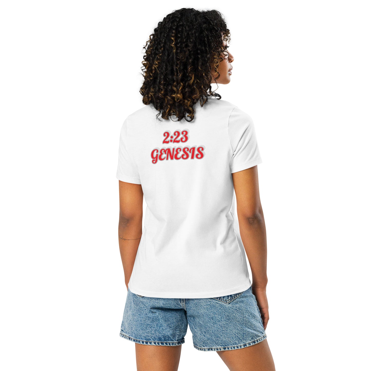 Women's Relaxed T-Shirt "WOMEN OF GOD" [Genesis 2:23]