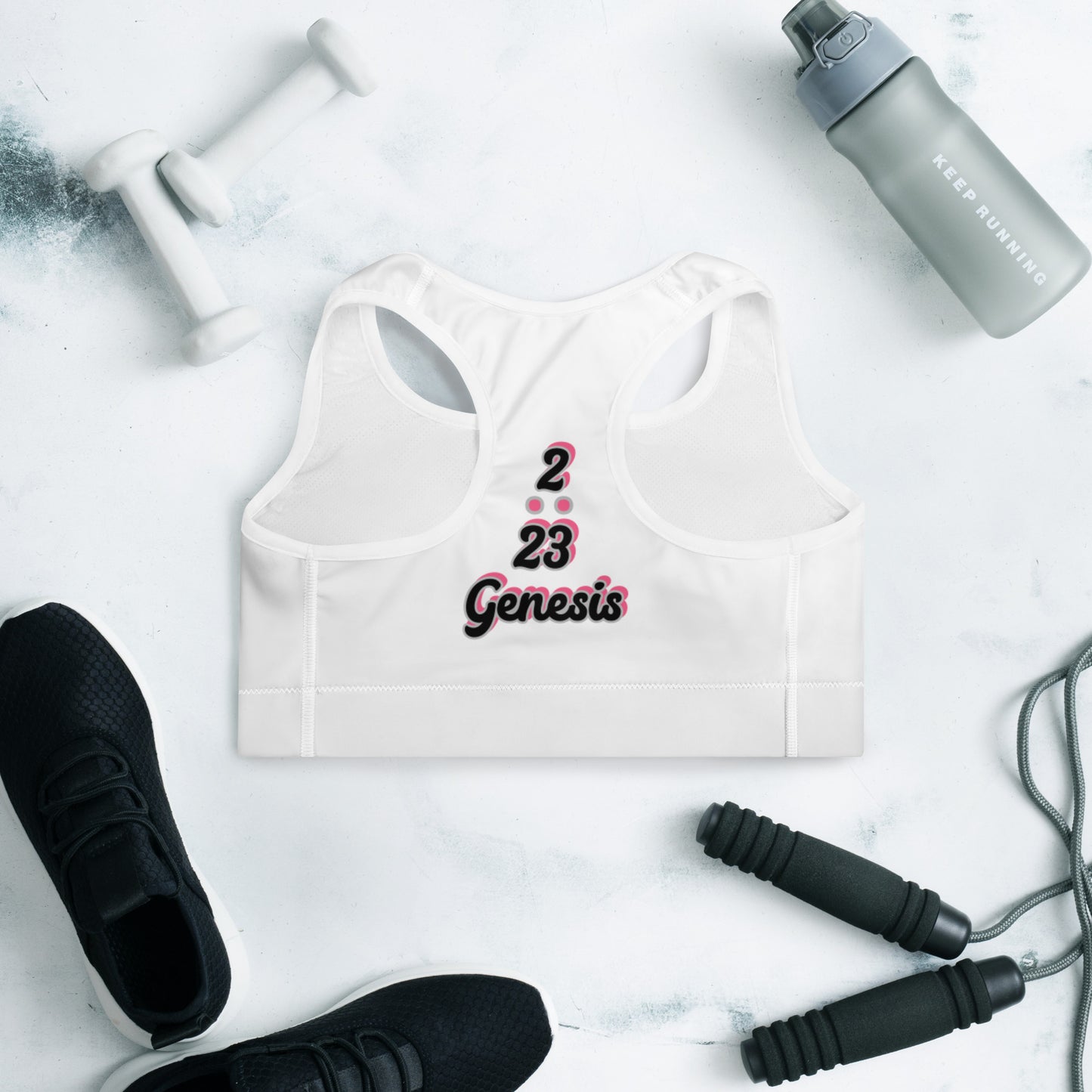 WOMEN Woman "OF" God [Genesis 2:23] Padded Sports Bra