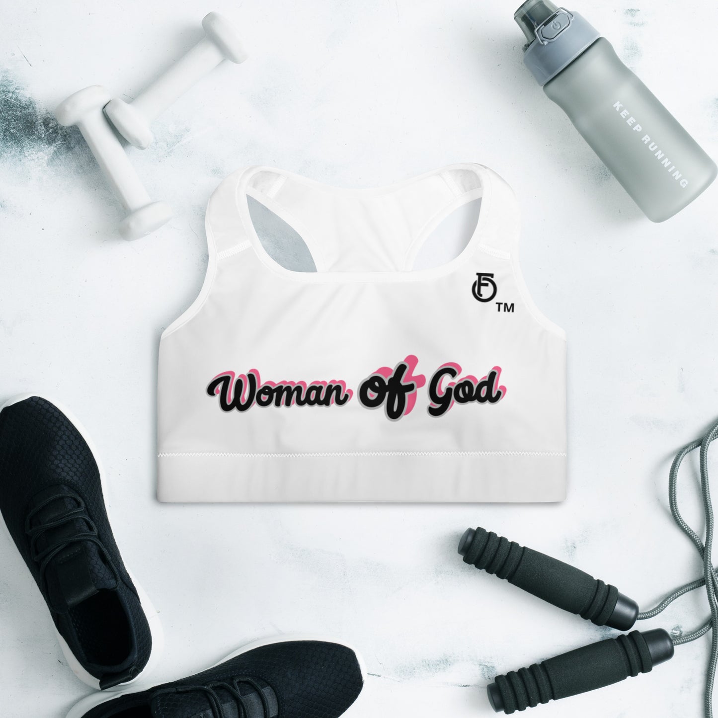 WOMEN Woman "OF" God [Genesis 2:23] Padded Sports Bra