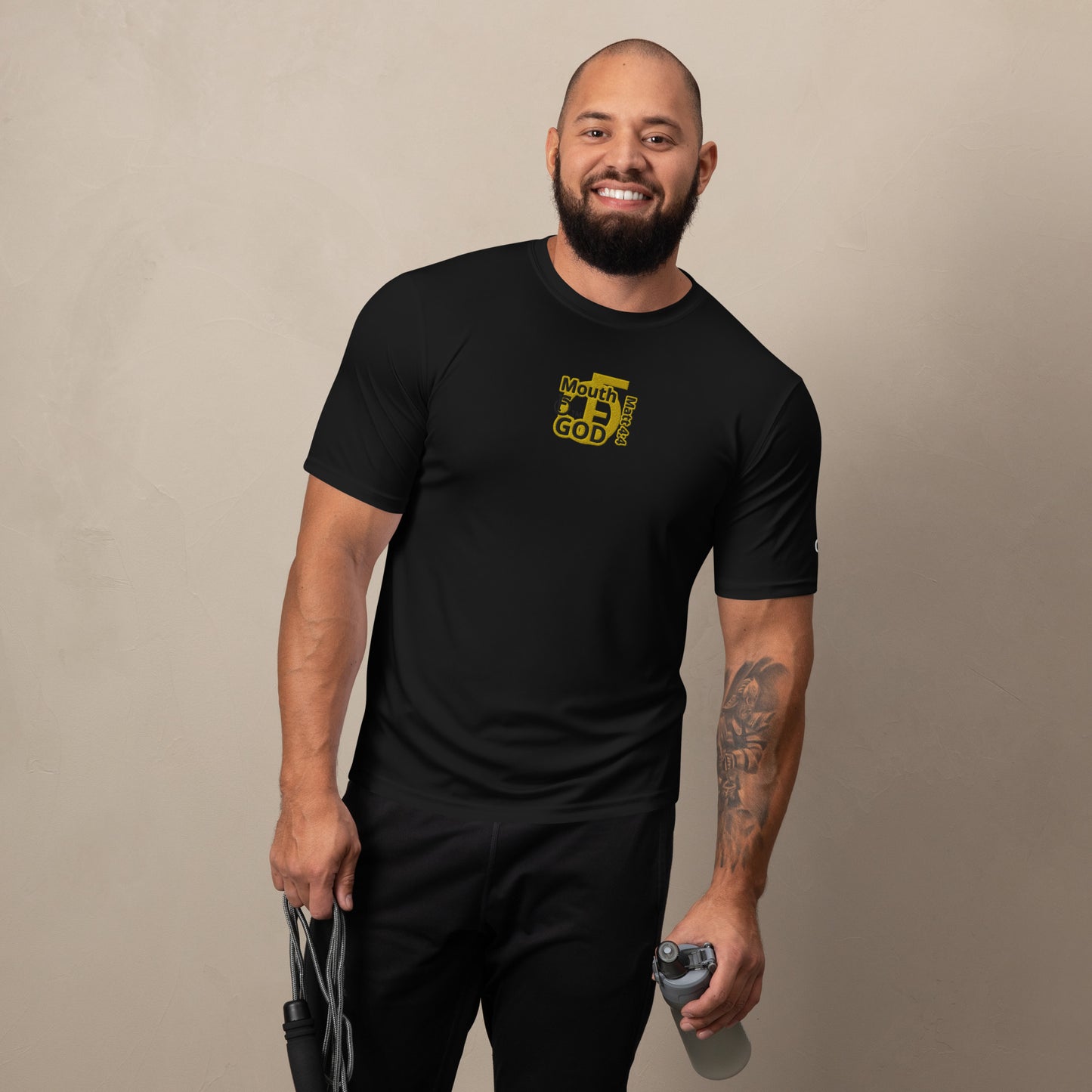 MEN Mouth "OF" God [Matthew 4:4] Champion Performance T-Shirt