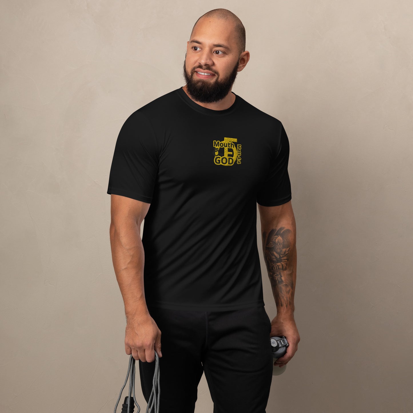 MEN Mouth "OF" God [Matthew 4:4] Champion Performance T-Shirt