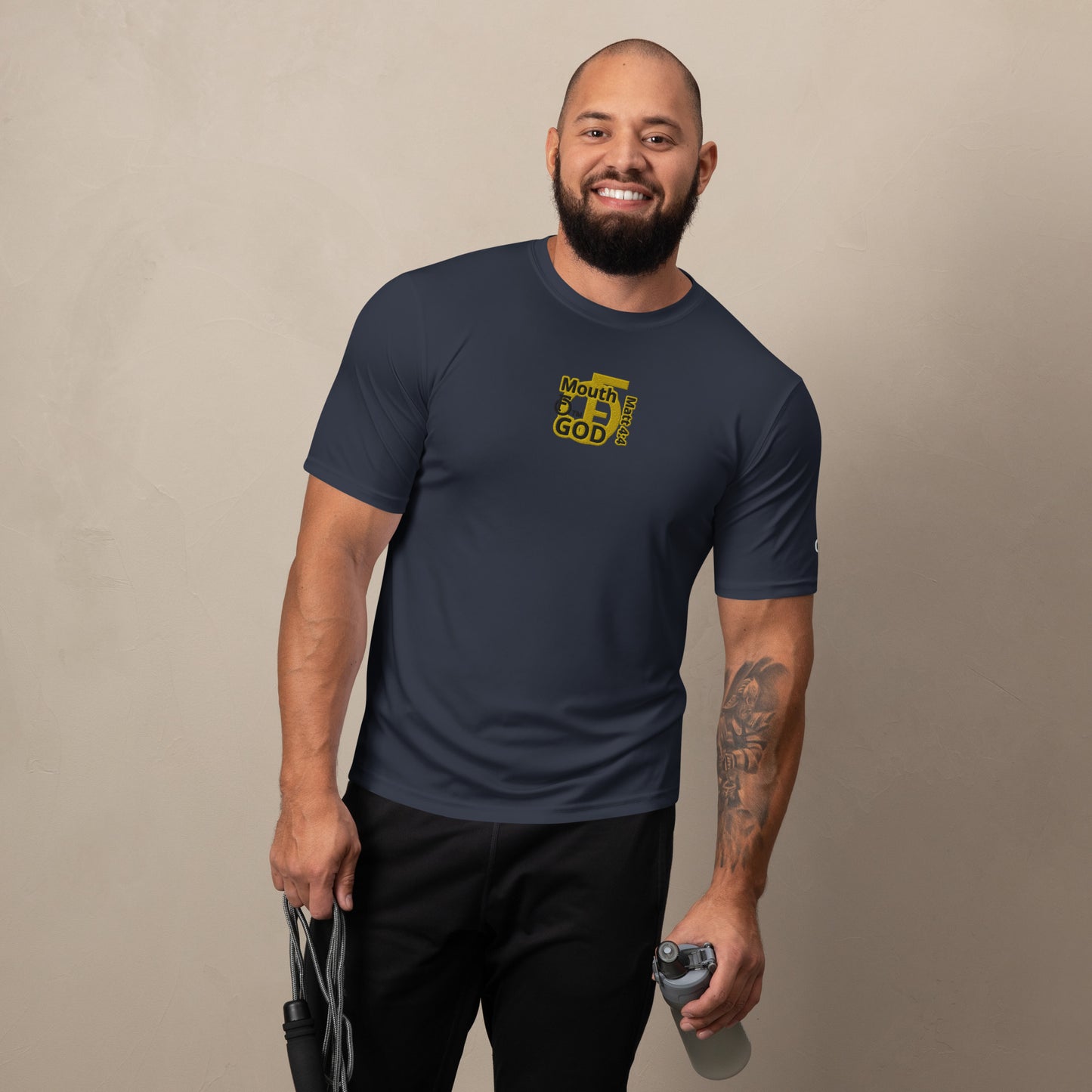 MEN Mouth "OF" God [Matthew 4:4] Champion Performance T-Shirt