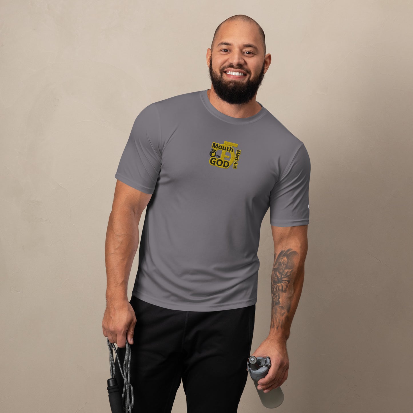 MEN Mouth "OF" God [Matthew 4:4] Champion Performance T-Shirt