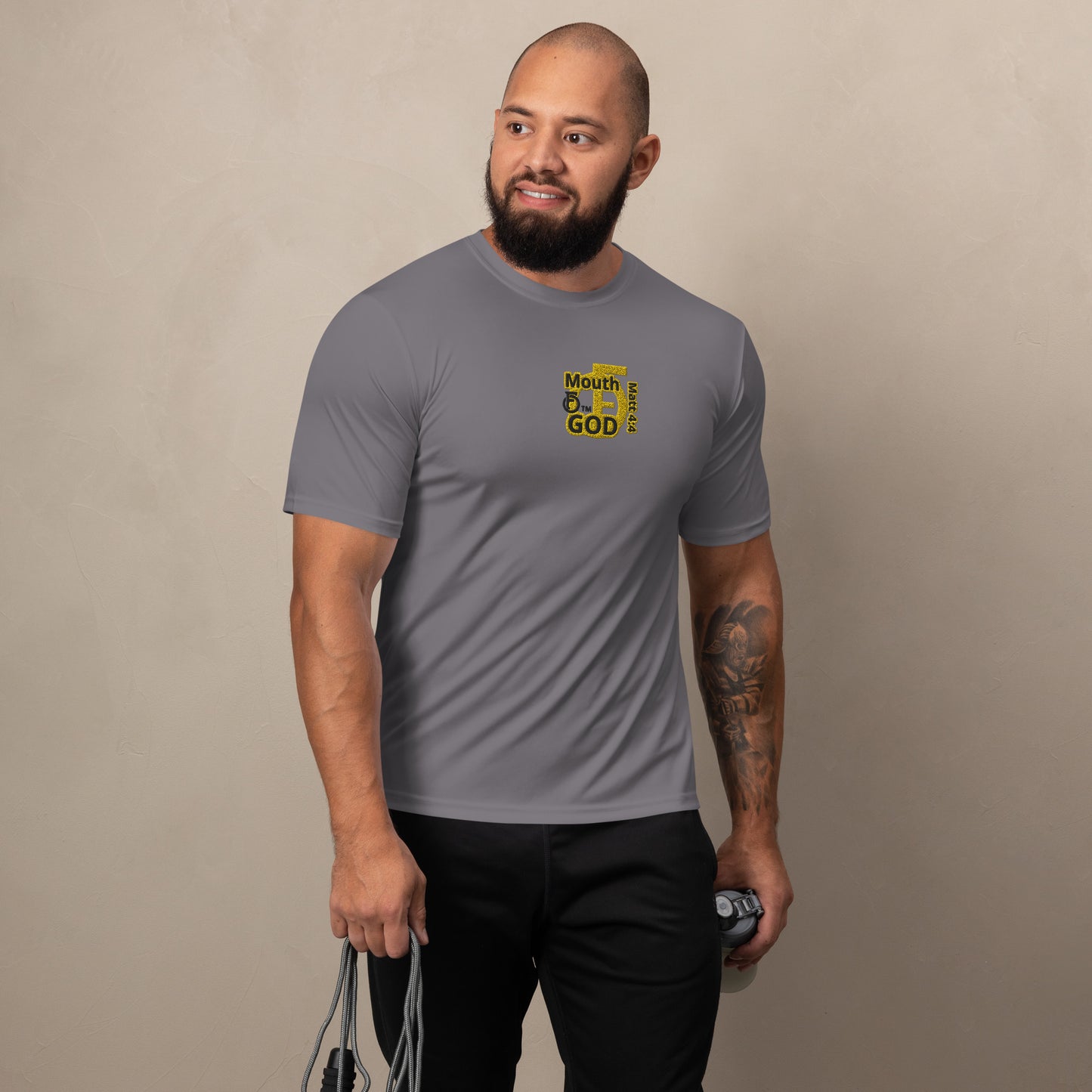 MEN Mouth "OF" God [Matthew 4:4] Champion Performance T-Shirt