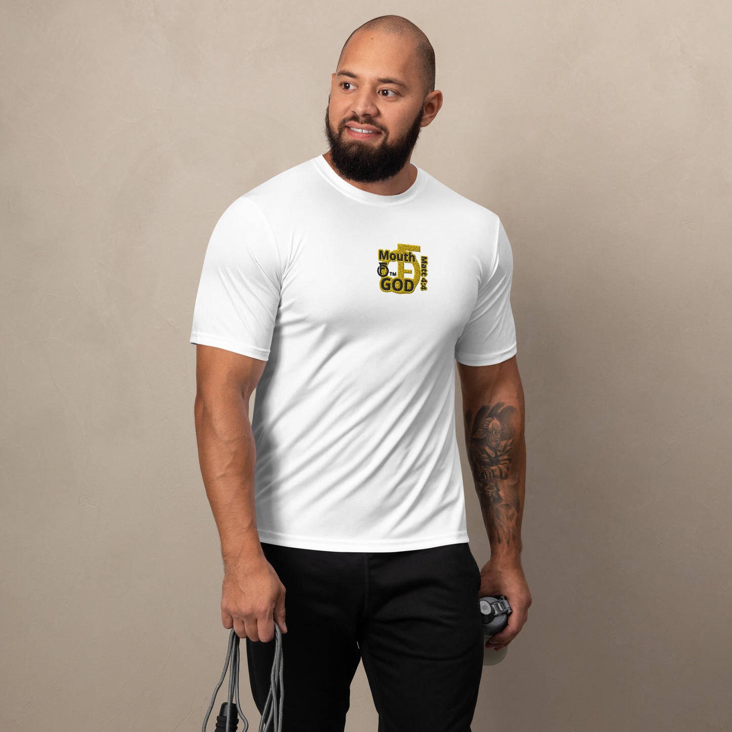 MEN Mouth "OF" God [Matthew 4:4] Champion Performance T-Shirt