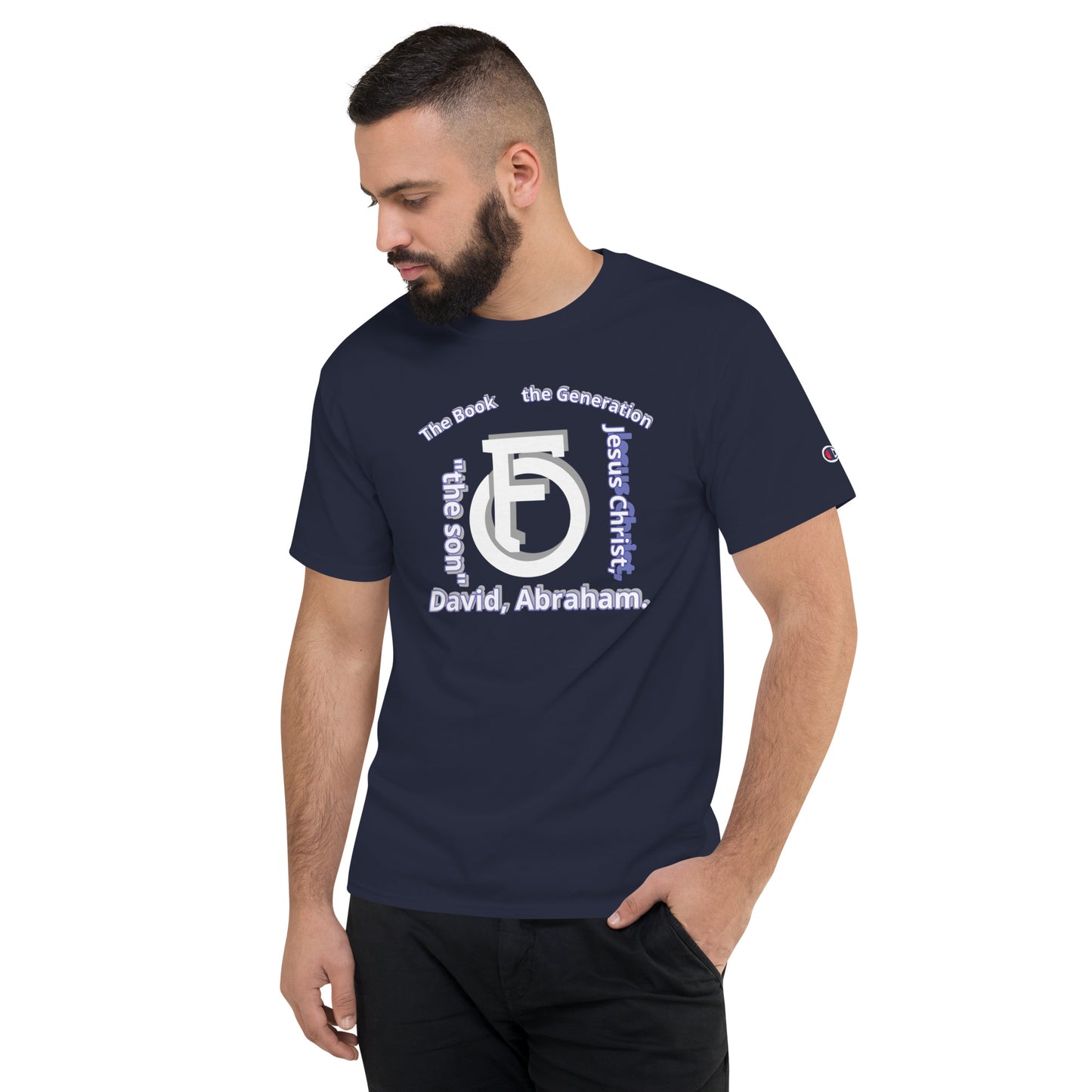 MEN Champion T-Shirt JESUS Christ [Matthew 1:1]