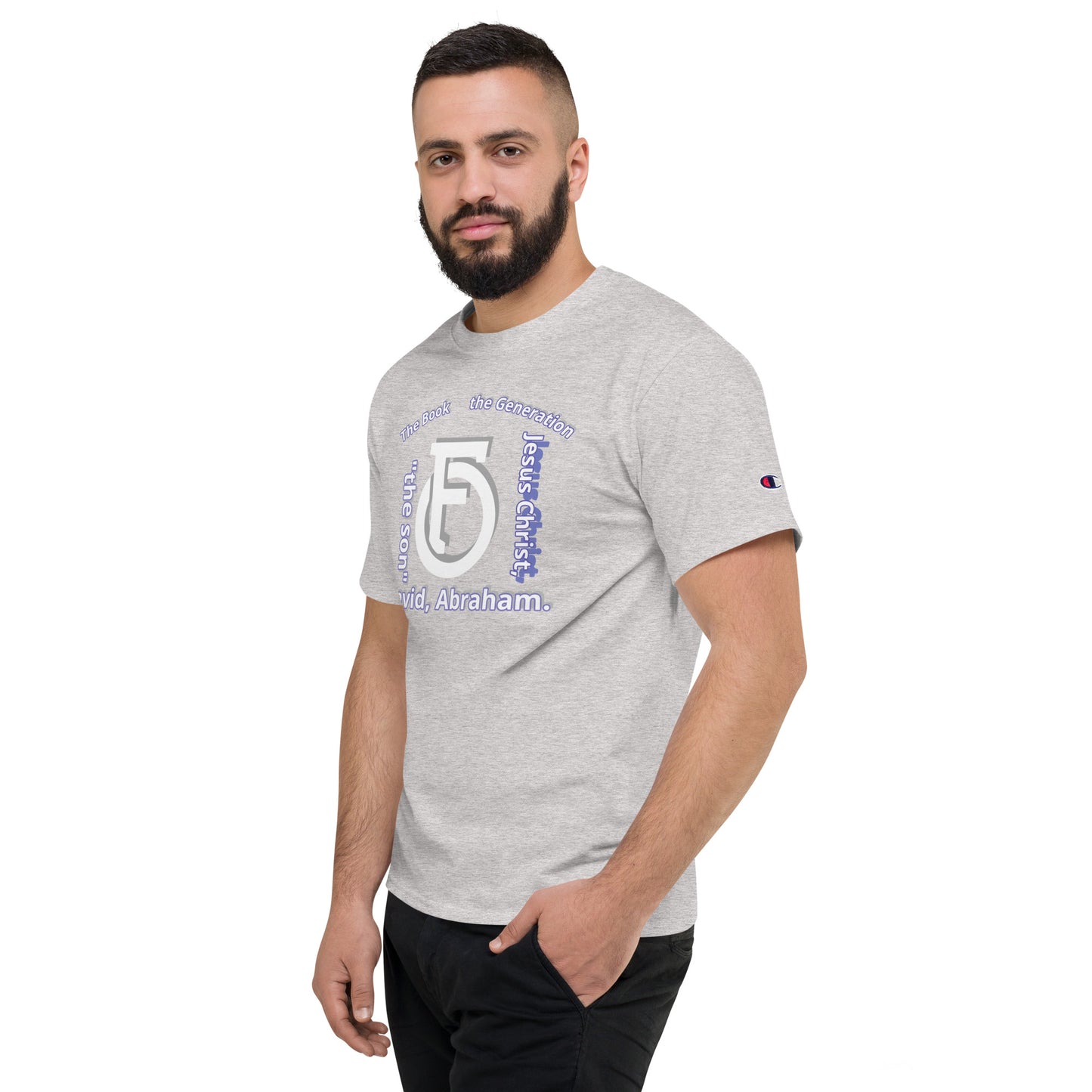 MEN Champion T-Shirt JESUS Christ [Matthew 1:1]