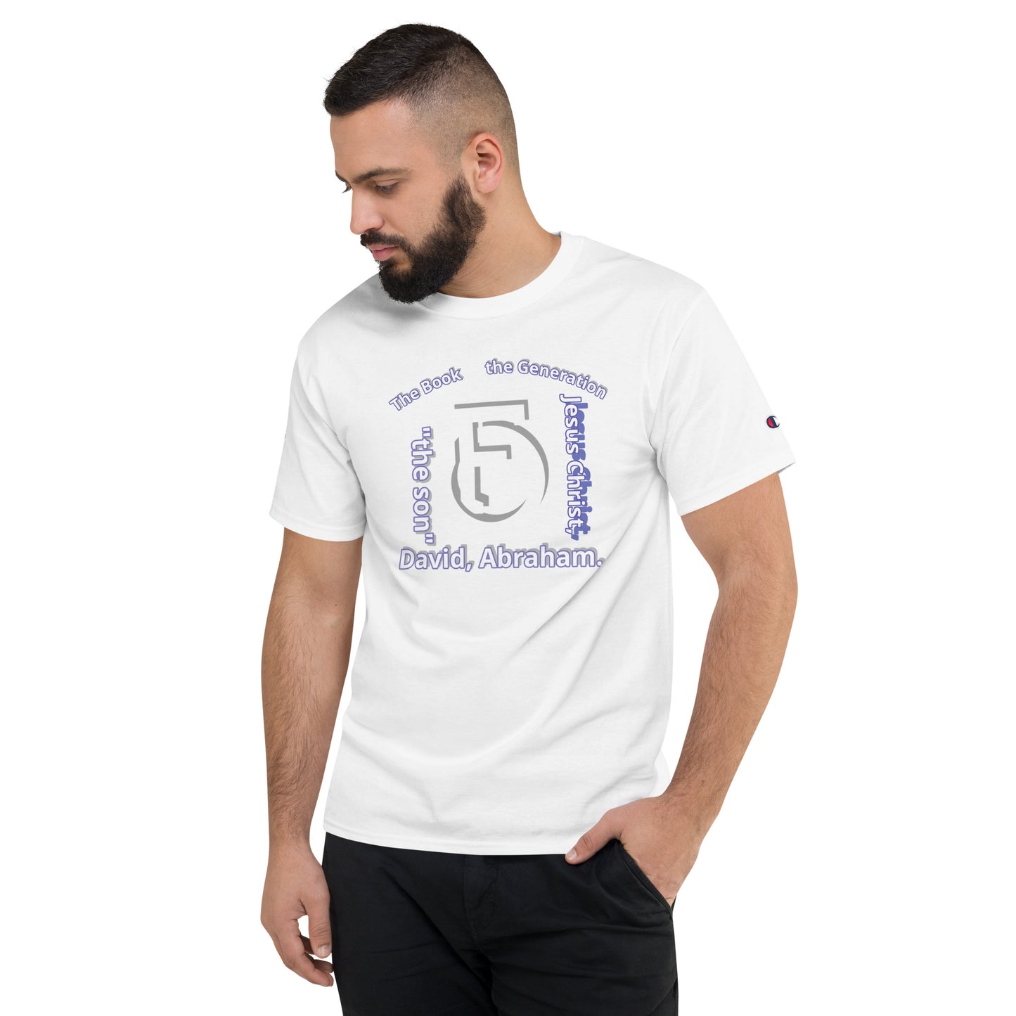 MEN Champion T-Shirt JESUS Christ [Matthew 1:1]