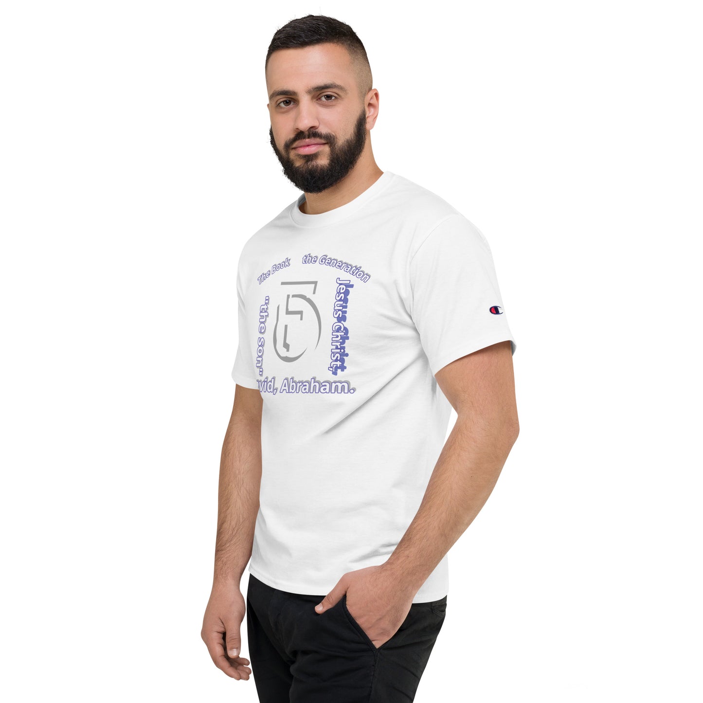MEN Champion T-Shirt JESUS Christ [Matthew 1:1]