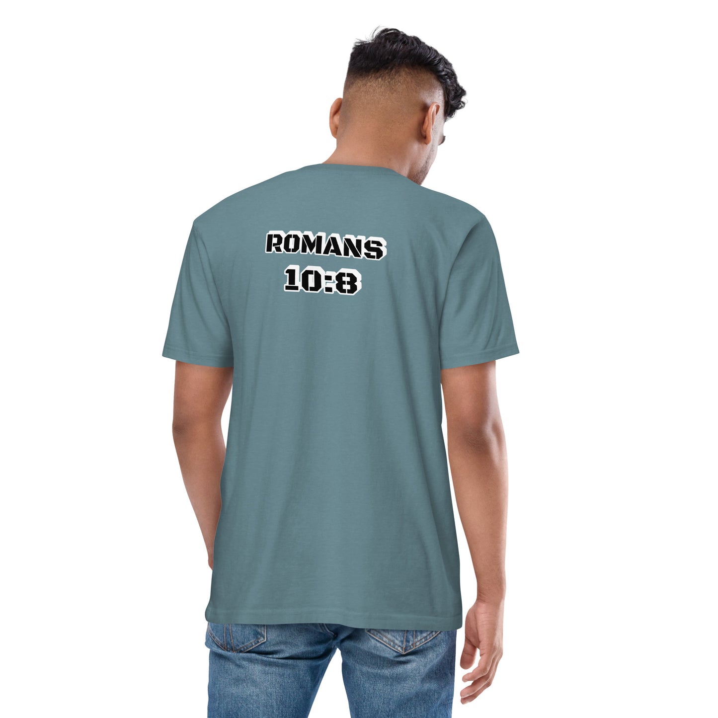 MEN Word "OF" Faith [Romans 10:8] premium heavyweight tee