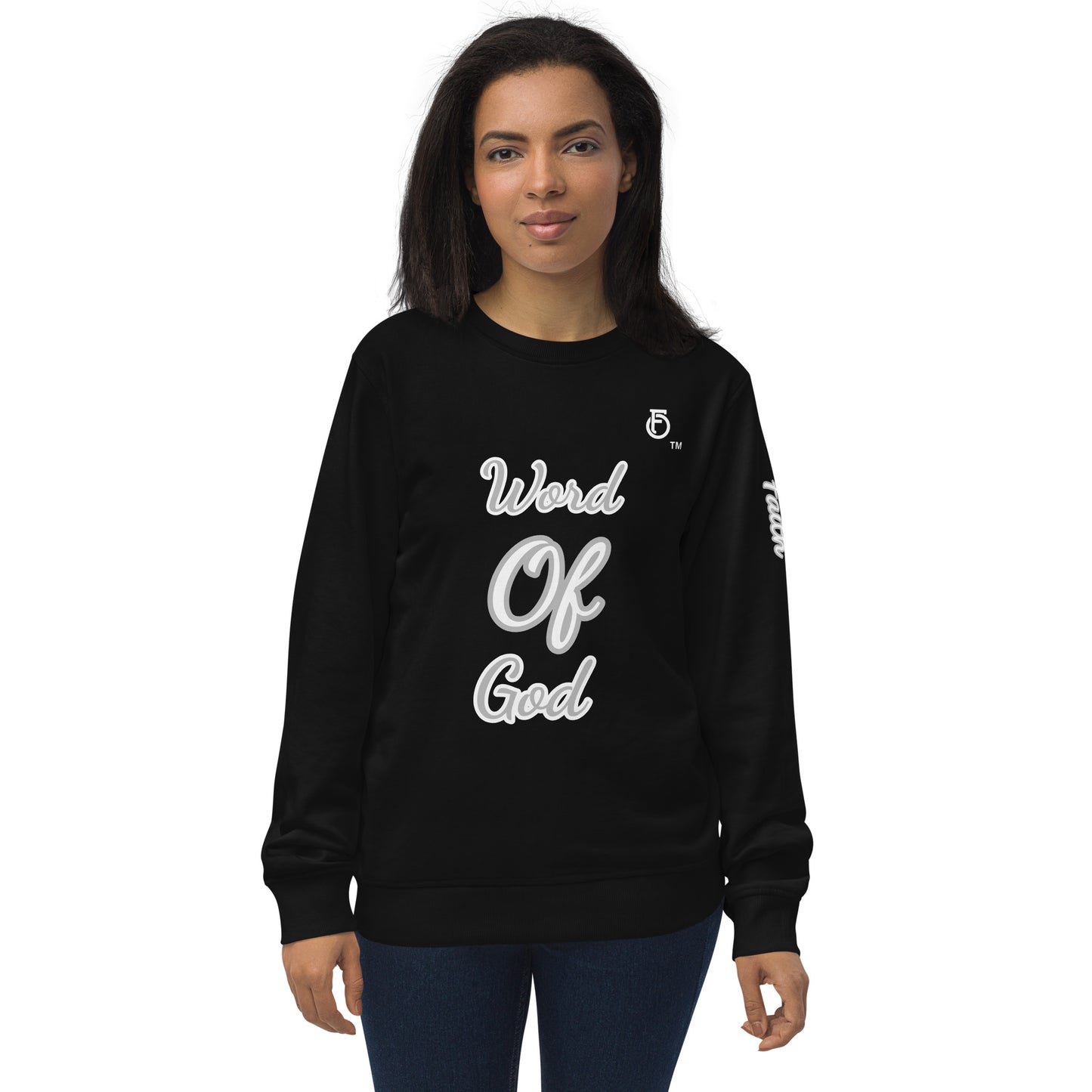 Unisex organic sweatshirt Word "OF" God [Romans 10:17]