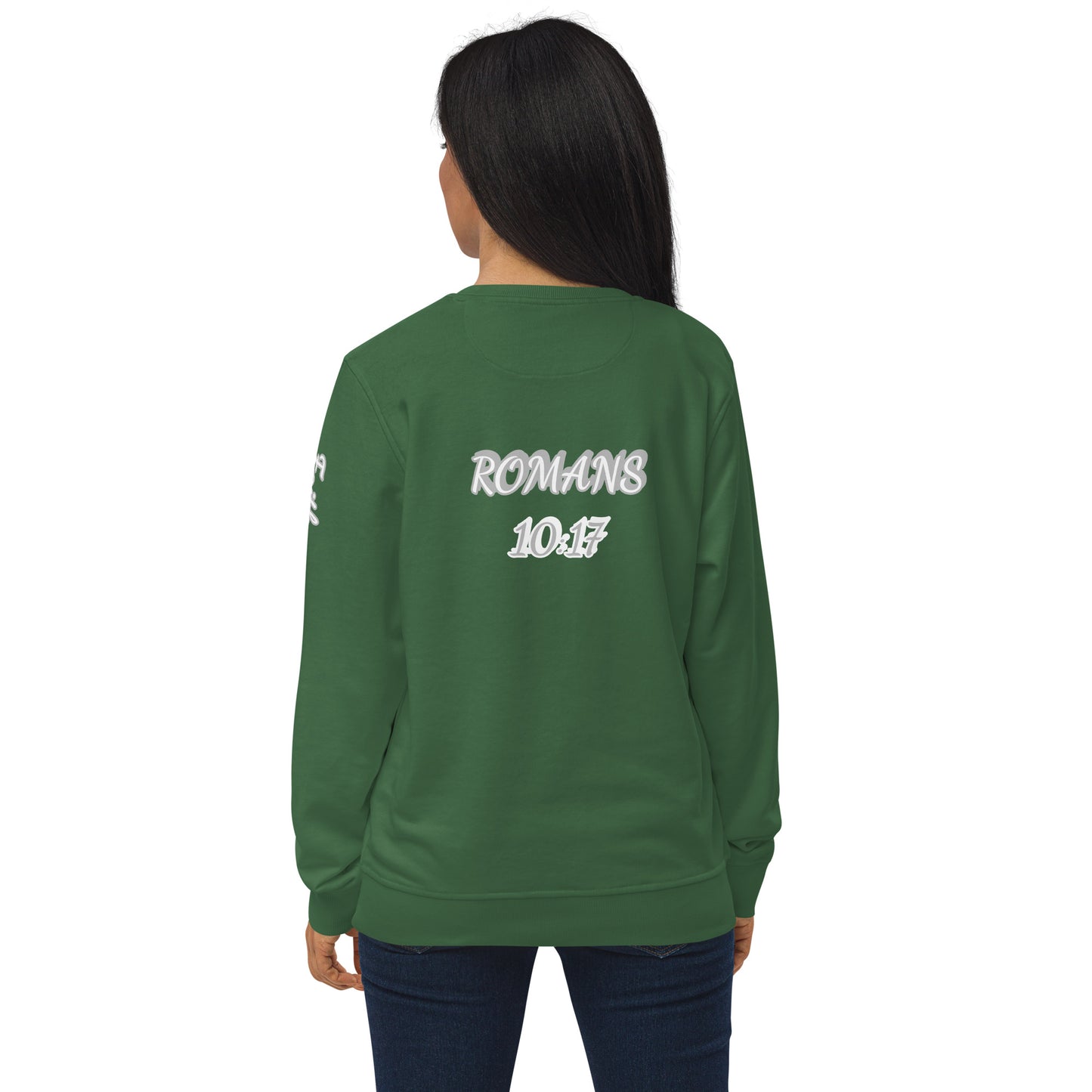 Unisex organic sweatshirt Word "OF" God [Romans 10:17]