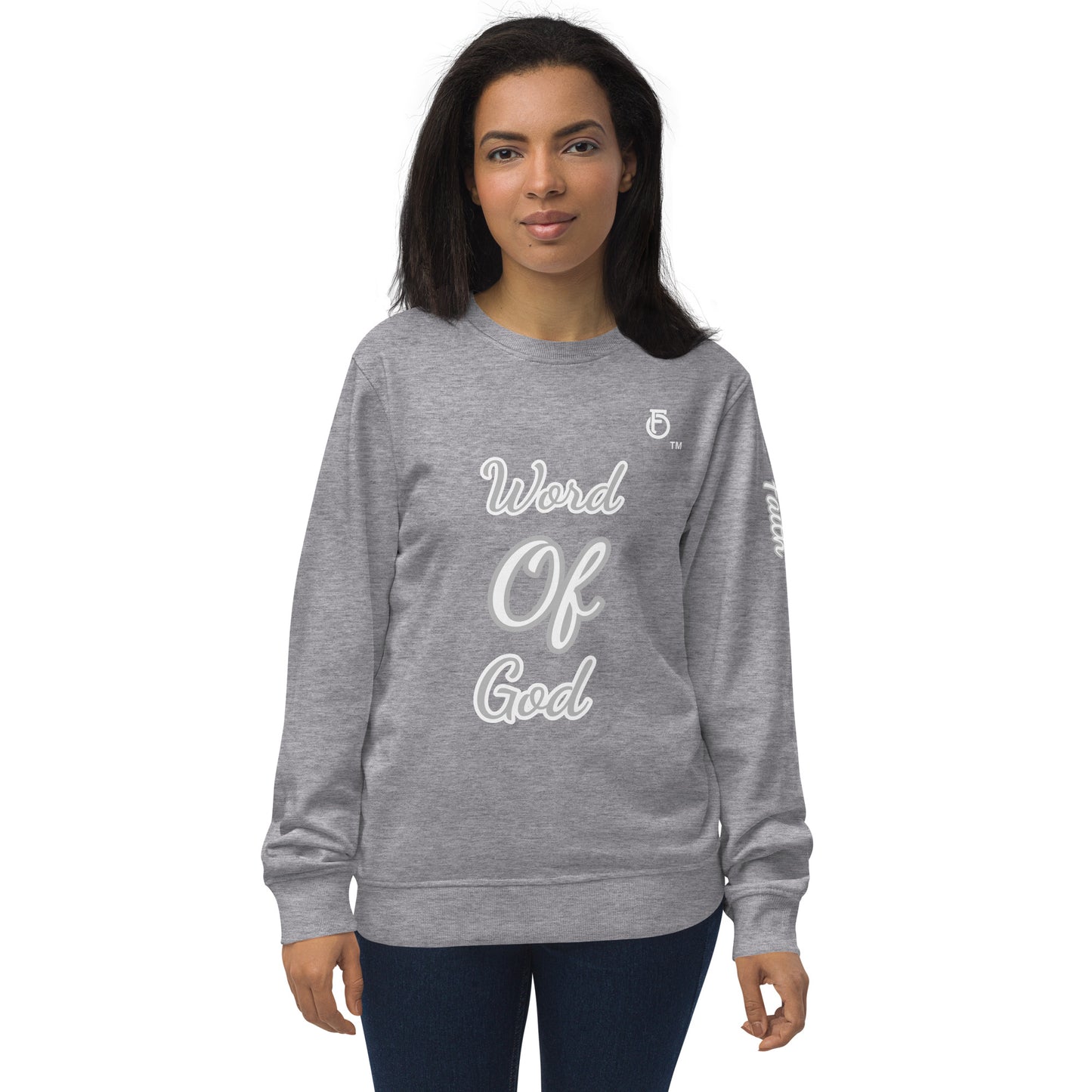 Unisex organic sweatshirt Word "OF" God [Romans 10:17]