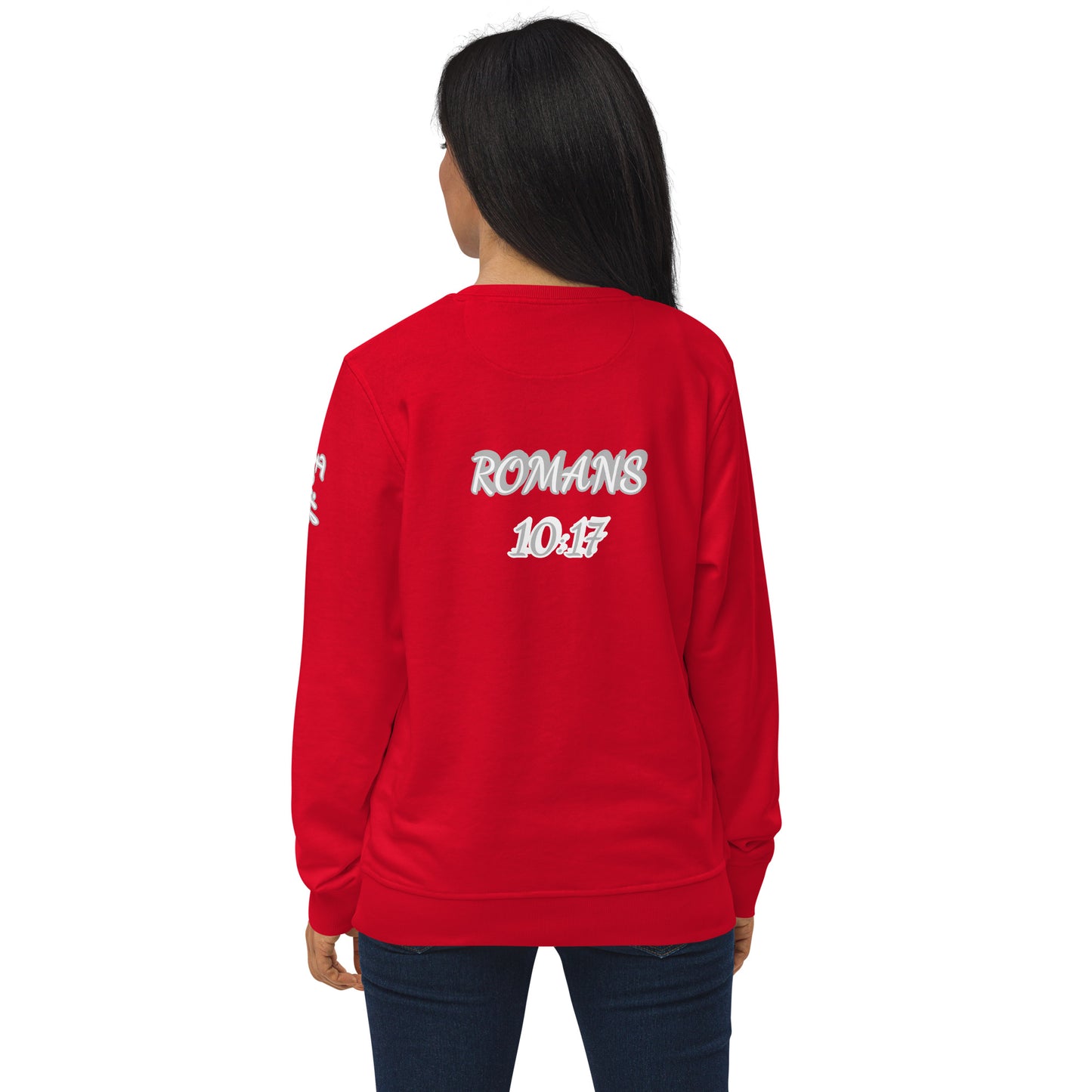 Unisex organic sweatshirt Word "OF" God [Romans 10:17]