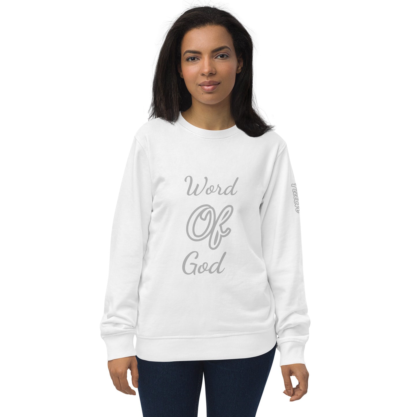 Unisex organic sweatshirt Word "OF" God [Romans 10:17]