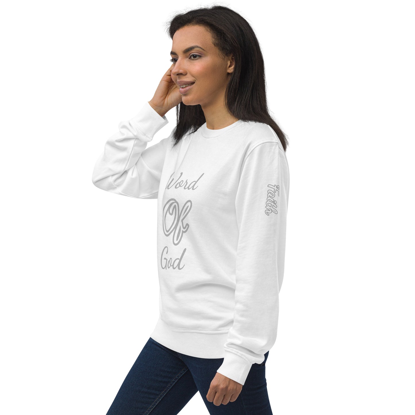 Unisex organic sweatshirt Word "OF" God [Romans 10:17]