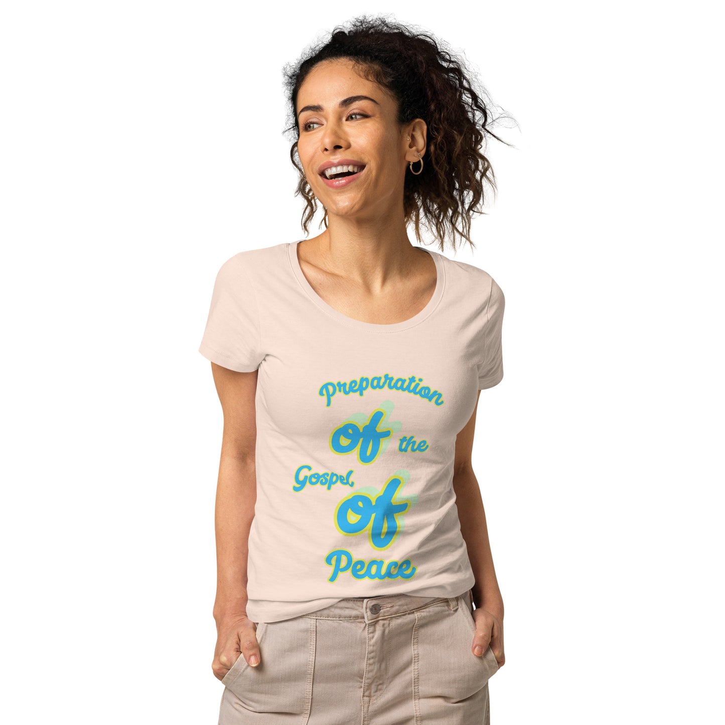 WOMEN Gospel "OF" Peace [Ephesians 6:15] basic organic t-shirt