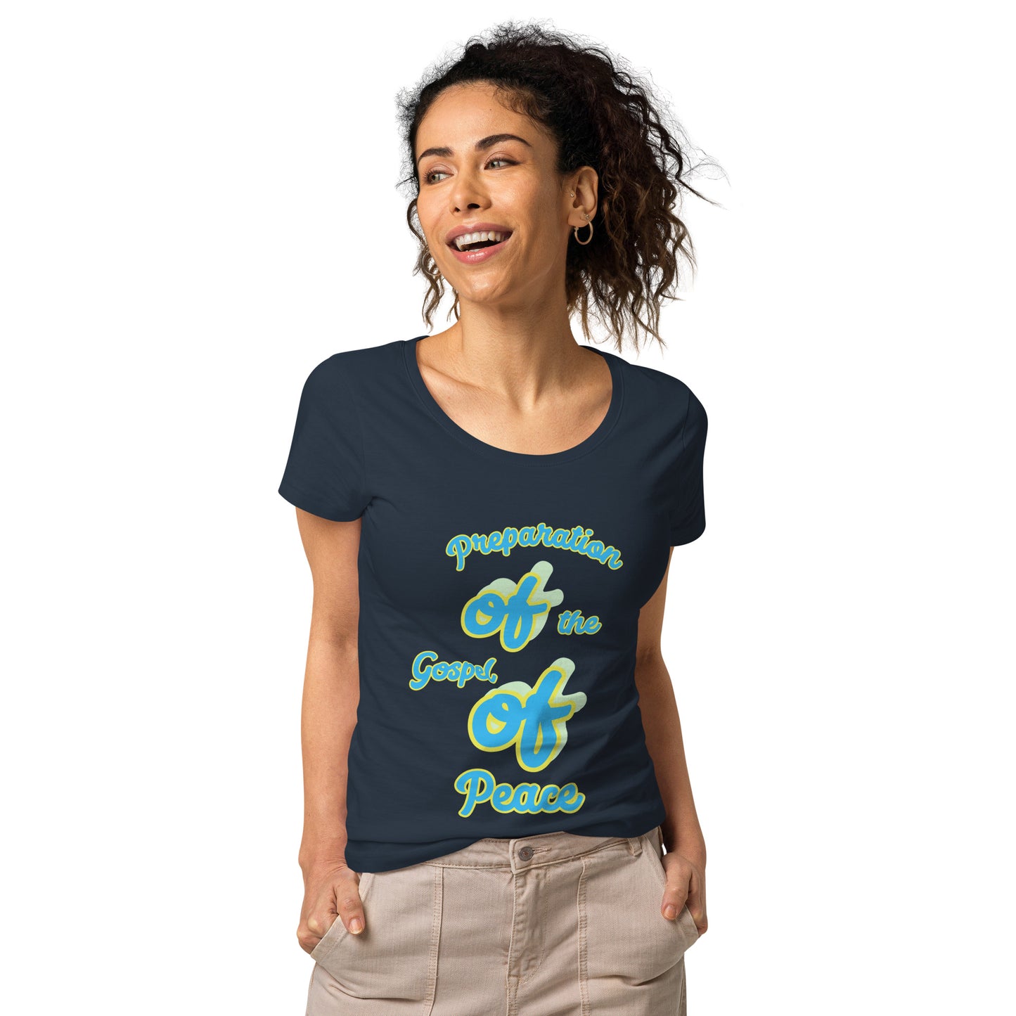 WOMEN Gospel "OF" Peace [Ephesians 6:15] basic organic t-shirt