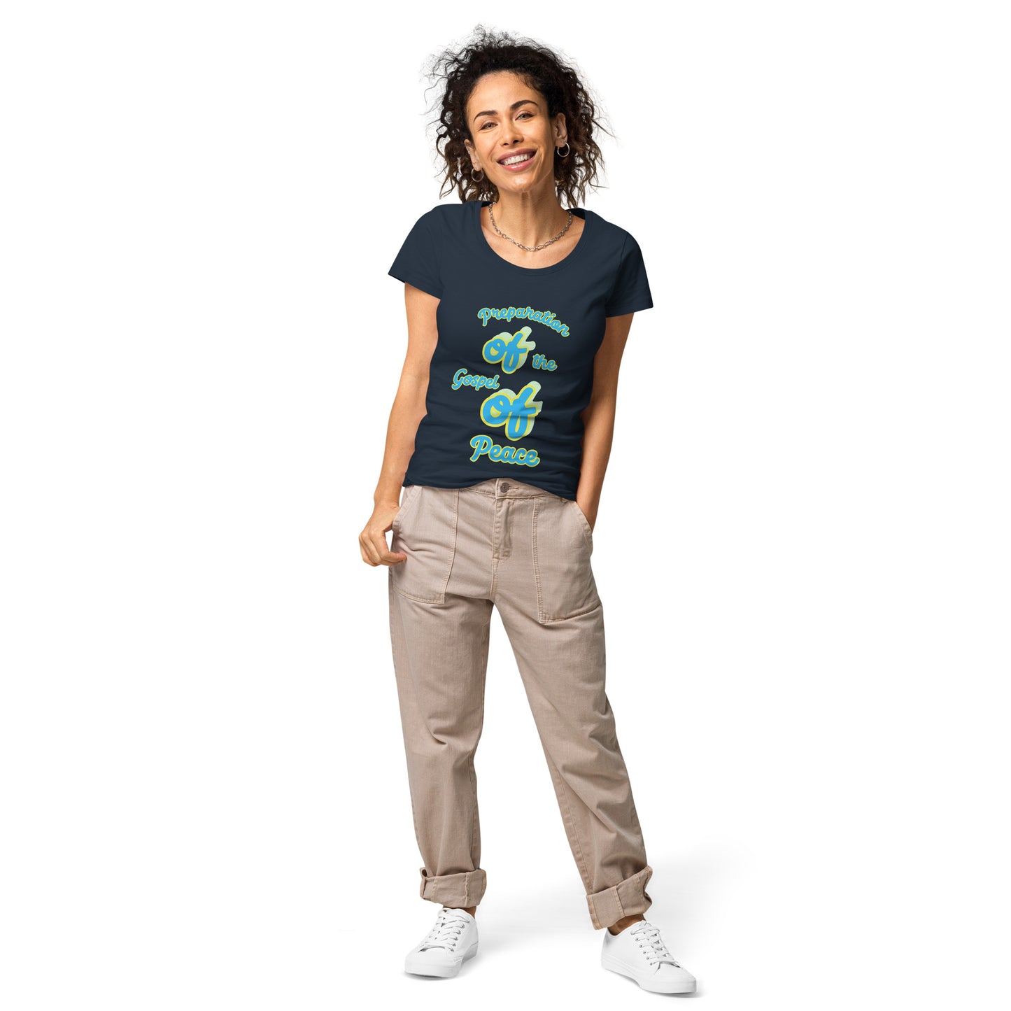 WOMEN Gospel "OF" Peace [Ephesians 6:15] basic organic t-shirt