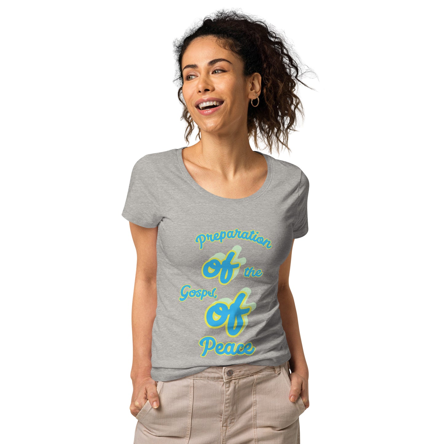 WOMEN Gospel "OF" Peace [Ephesians 6:15] basic organic t-shirt