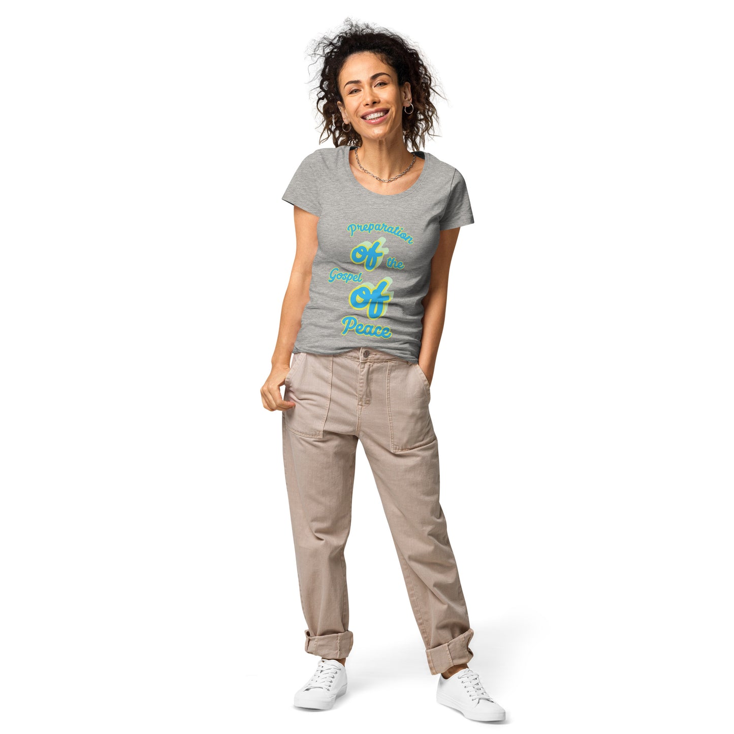 WOMEN Gospel "OF" Peace [Ephesians 6:15] basic organic t-shirt