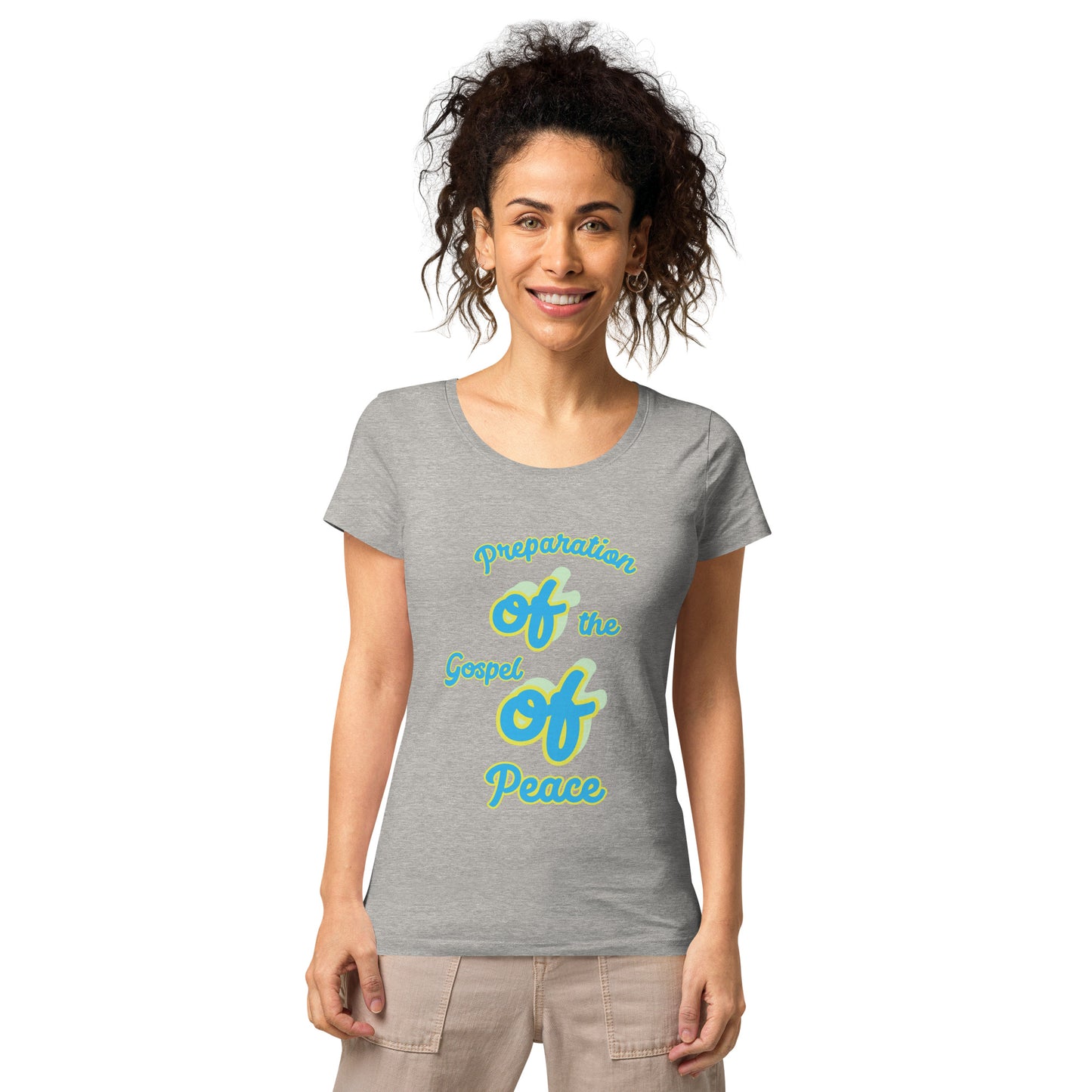 WOMEN Gospel "OF" Peace [Ephesians 6:15] basic organic t-shirt