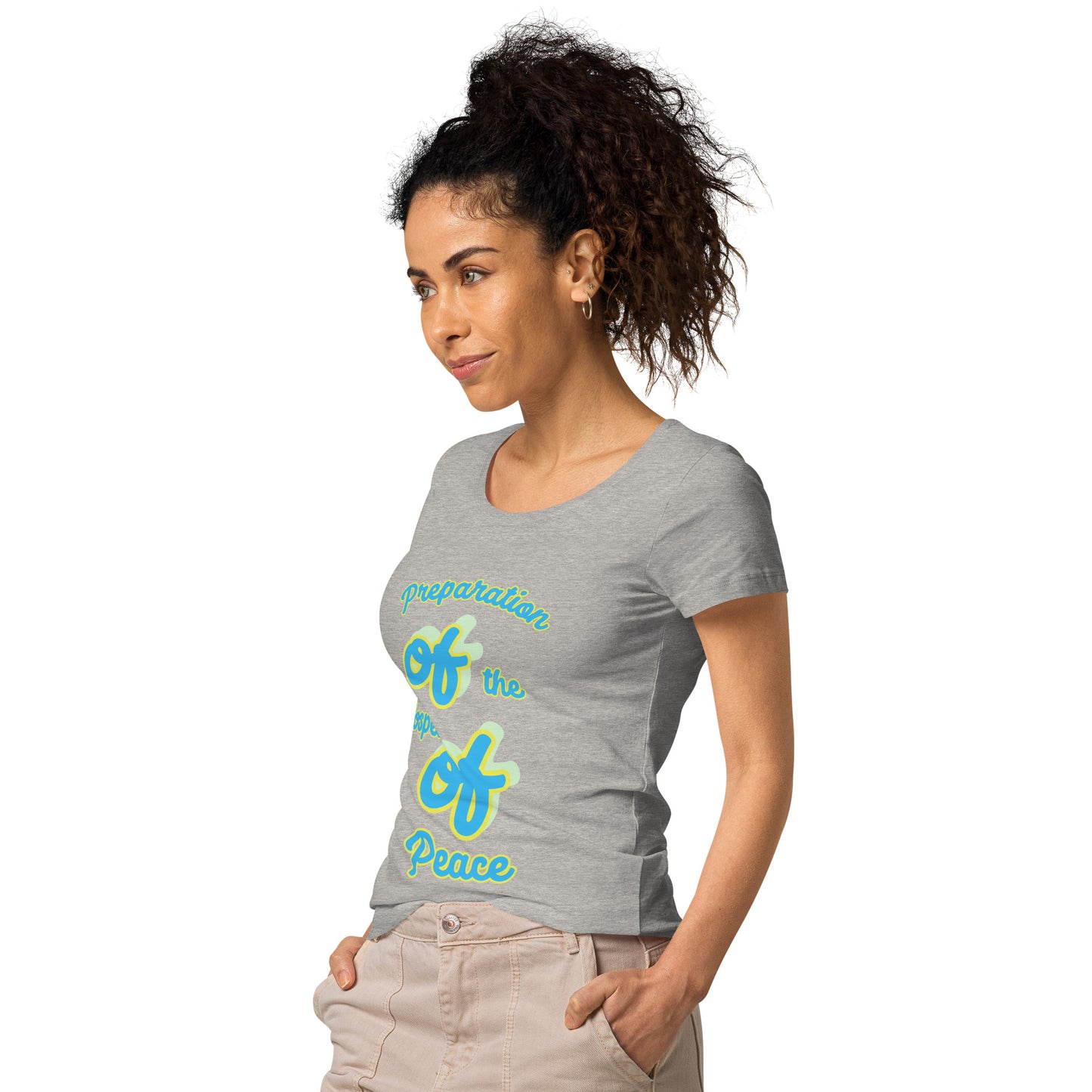 WOMEN Gospel "OF" Peace [Ephesians 6:15] basic organic t-shirt