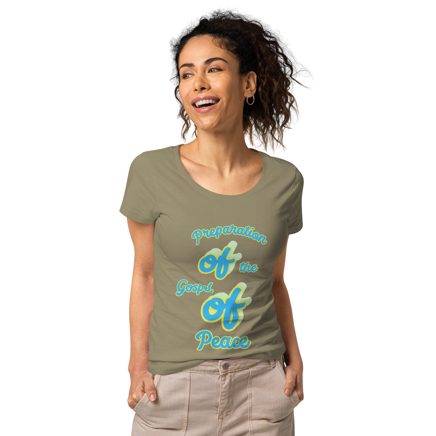 WOMEN Gospel "OF" Peace [Ephesians 6:15] basic organic t-shirt