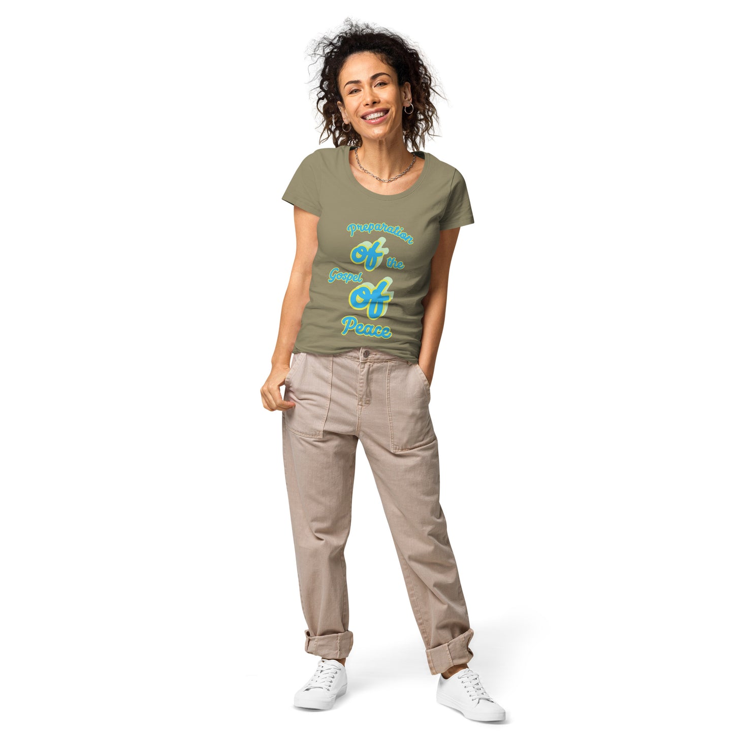 WOMEN Gospel "OF" Peace [Ephesians 6:15] basic organic t-shirt