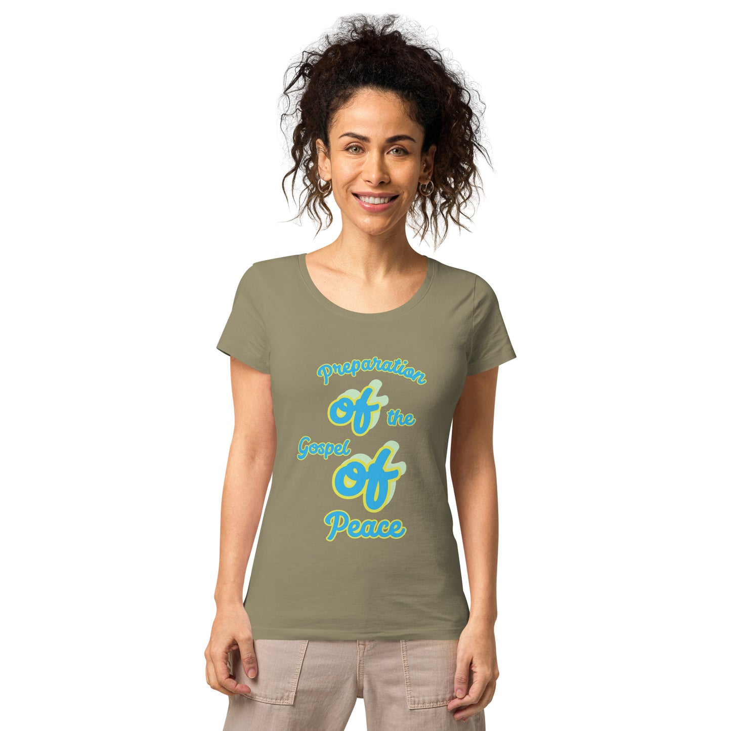 WOMEN Gospel "OF" Peace [Ephesians 6:15] basic organic t-shirt