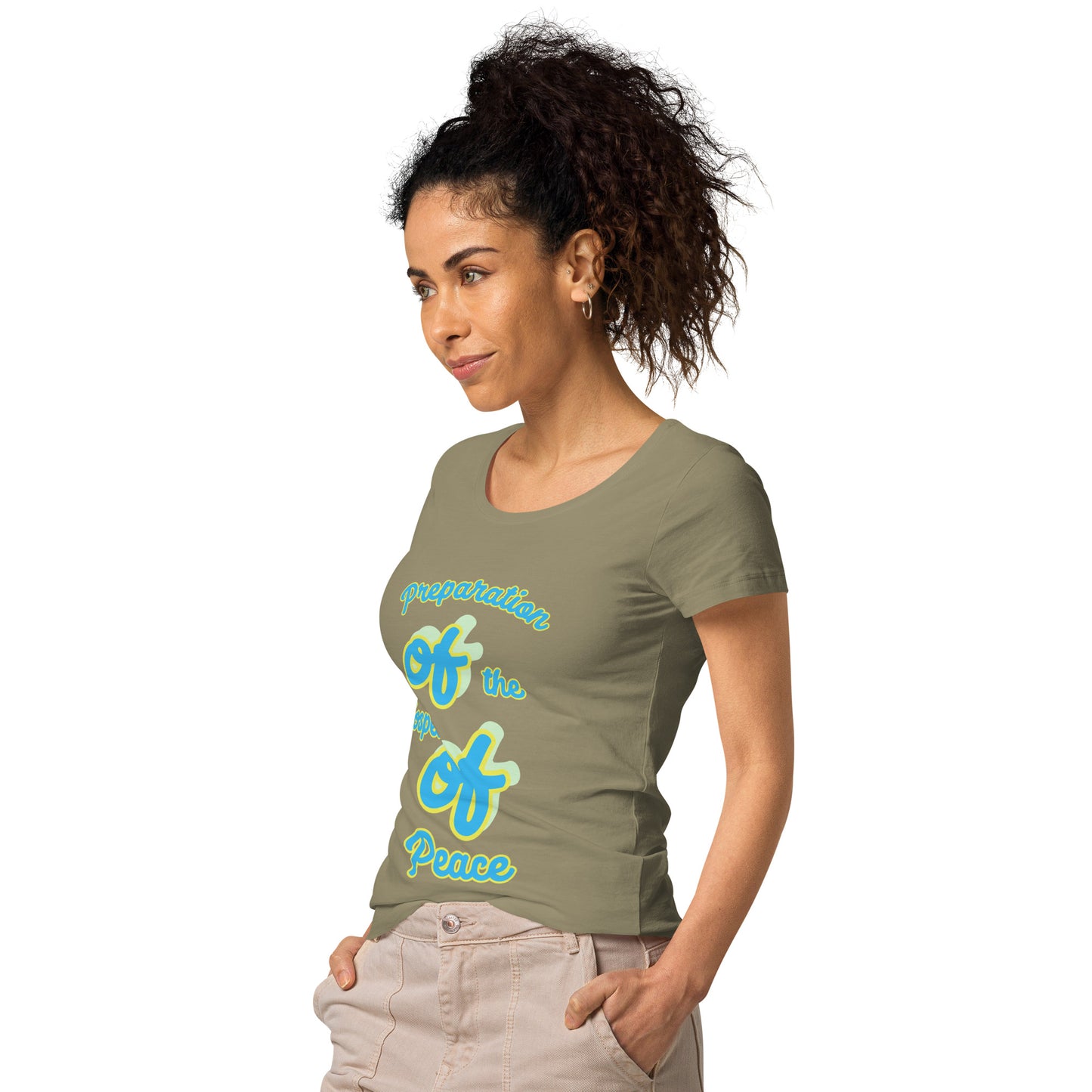 WOMEN Gospel "OF" Peace [Ephesians 6:15] basic organic t-shirt