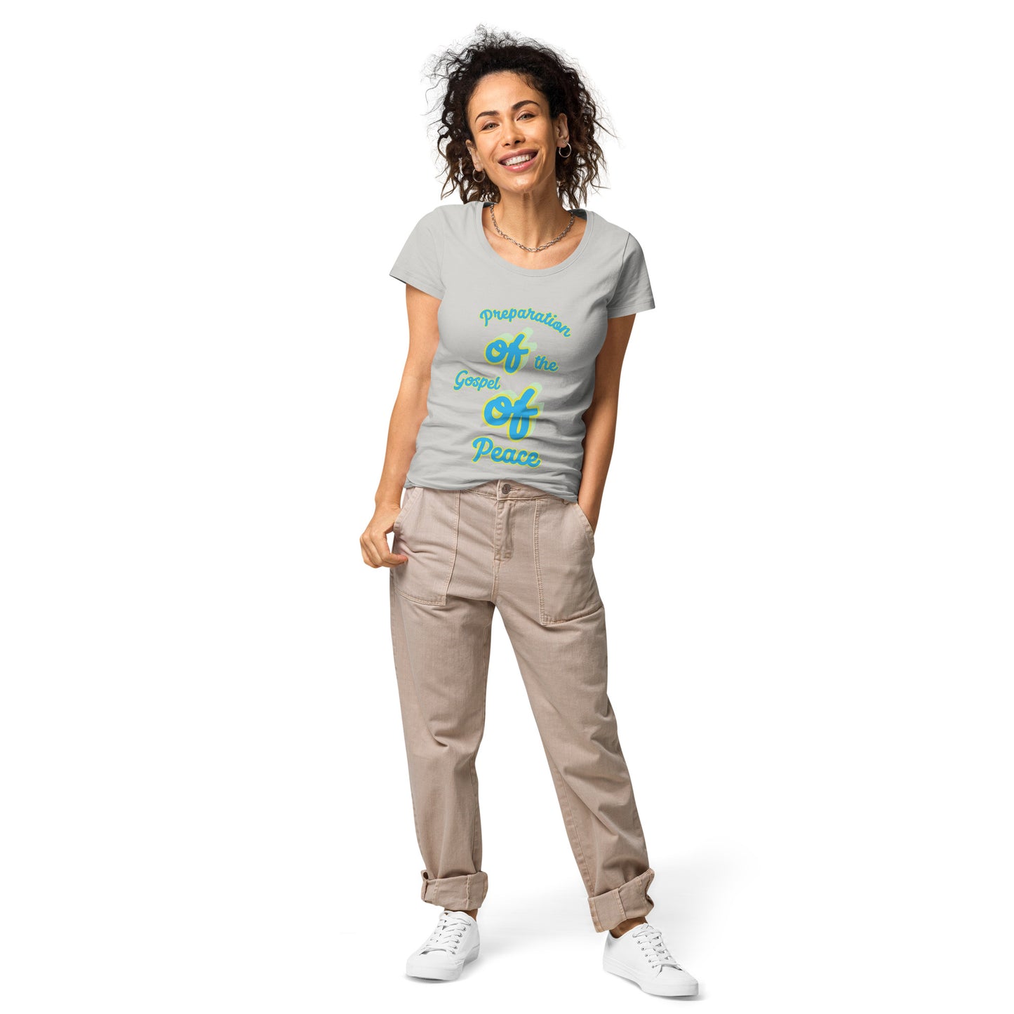 WOMEN Gospel "OF" Peace [Ephesians 6:15] basic organic t-shirt