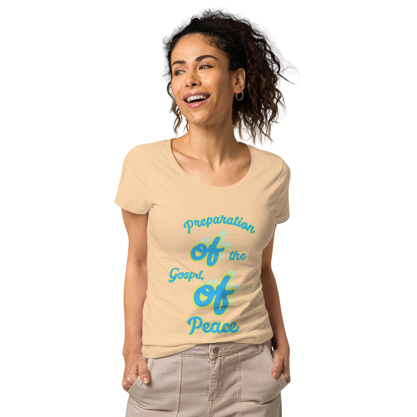 WOMEN Gospel "OF" Peace [Ephesians 6:15] basic organic t-shirt