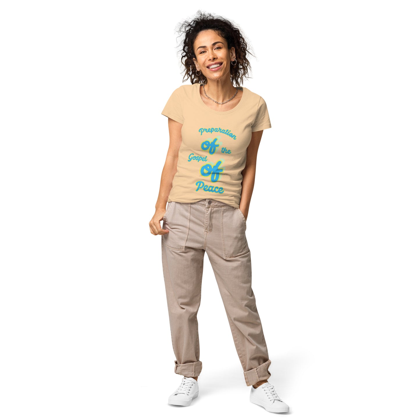 WOMEN Gospel "OF" Peace [Ephesians 6:15] basic organic t-shirt