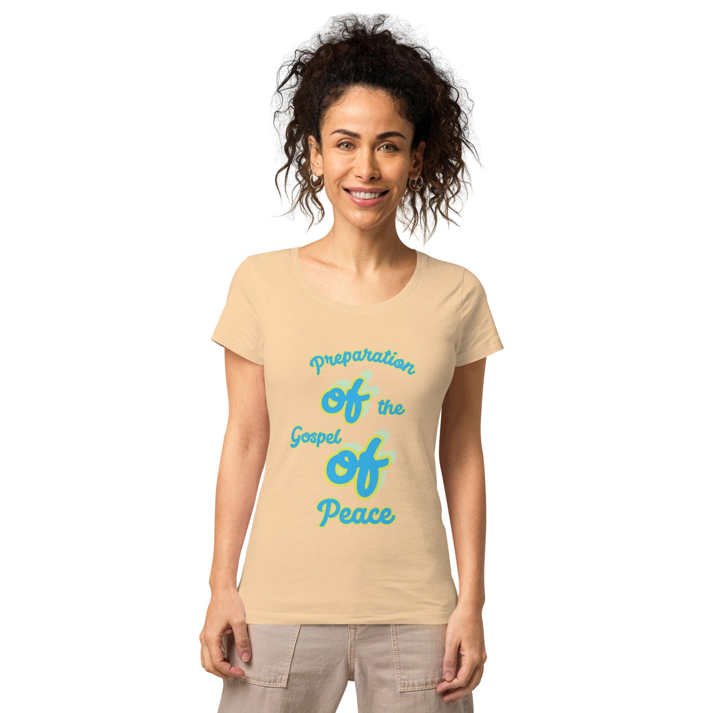 WOMEN Gospel "OF" Peace [Ephesians 6:15] basic organic t-shirt