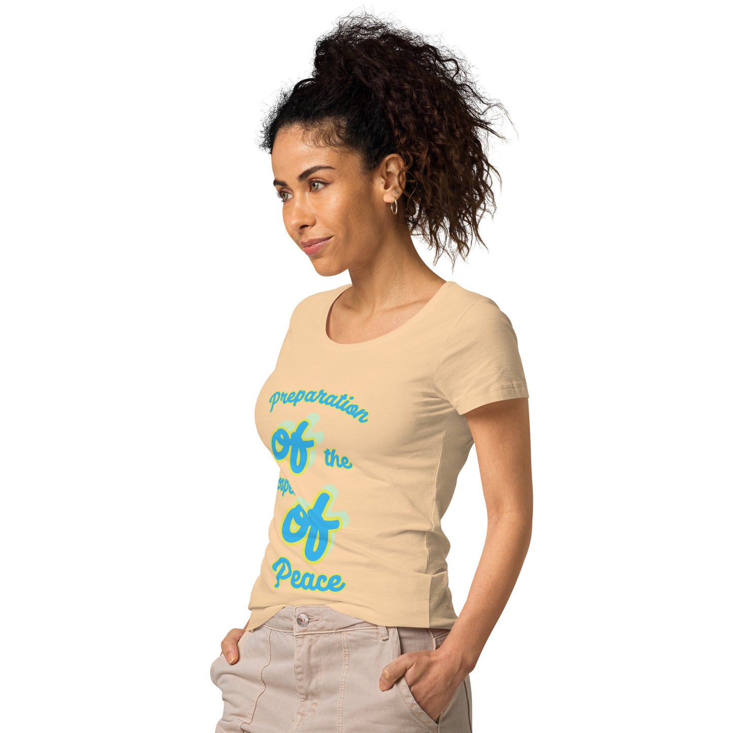 WOMEN Gospel "OF" Peace [Ephesians 6:15] basic organic t-shirt