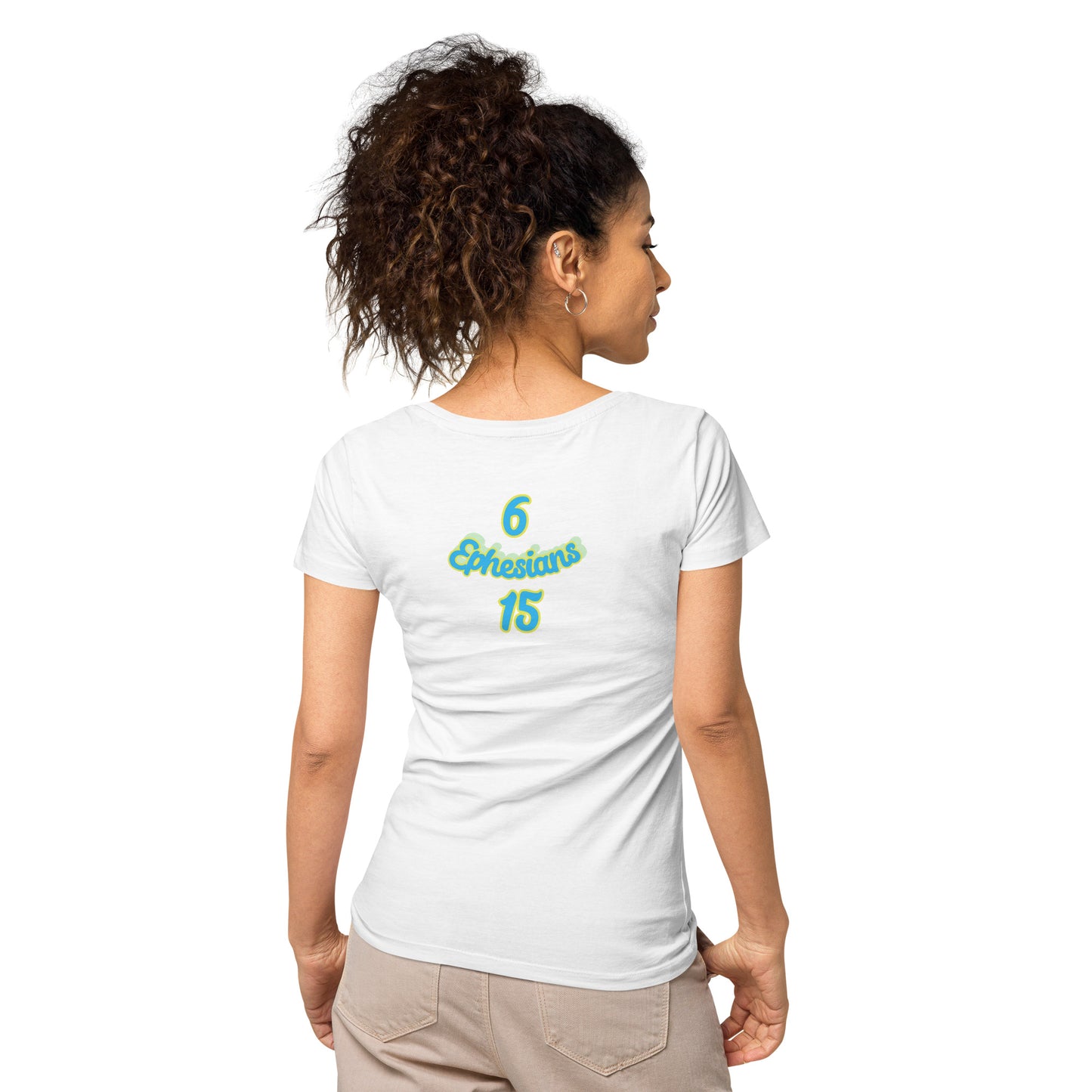 WOMEN Gospel "OF" Peace [Ephesians 6:15] basic organic t-shirt