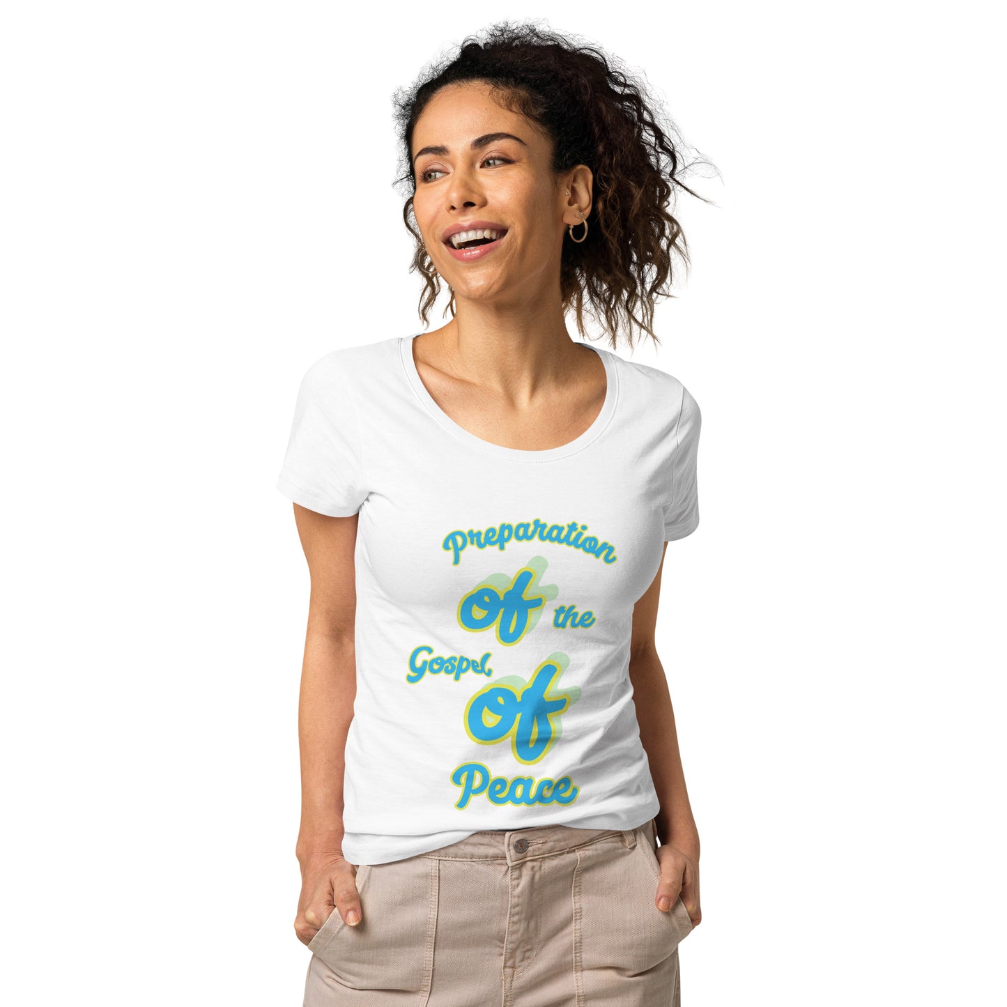 WOMEN Gospel "OF" Peace [Ephesians 6:15] basic organic t-shirt