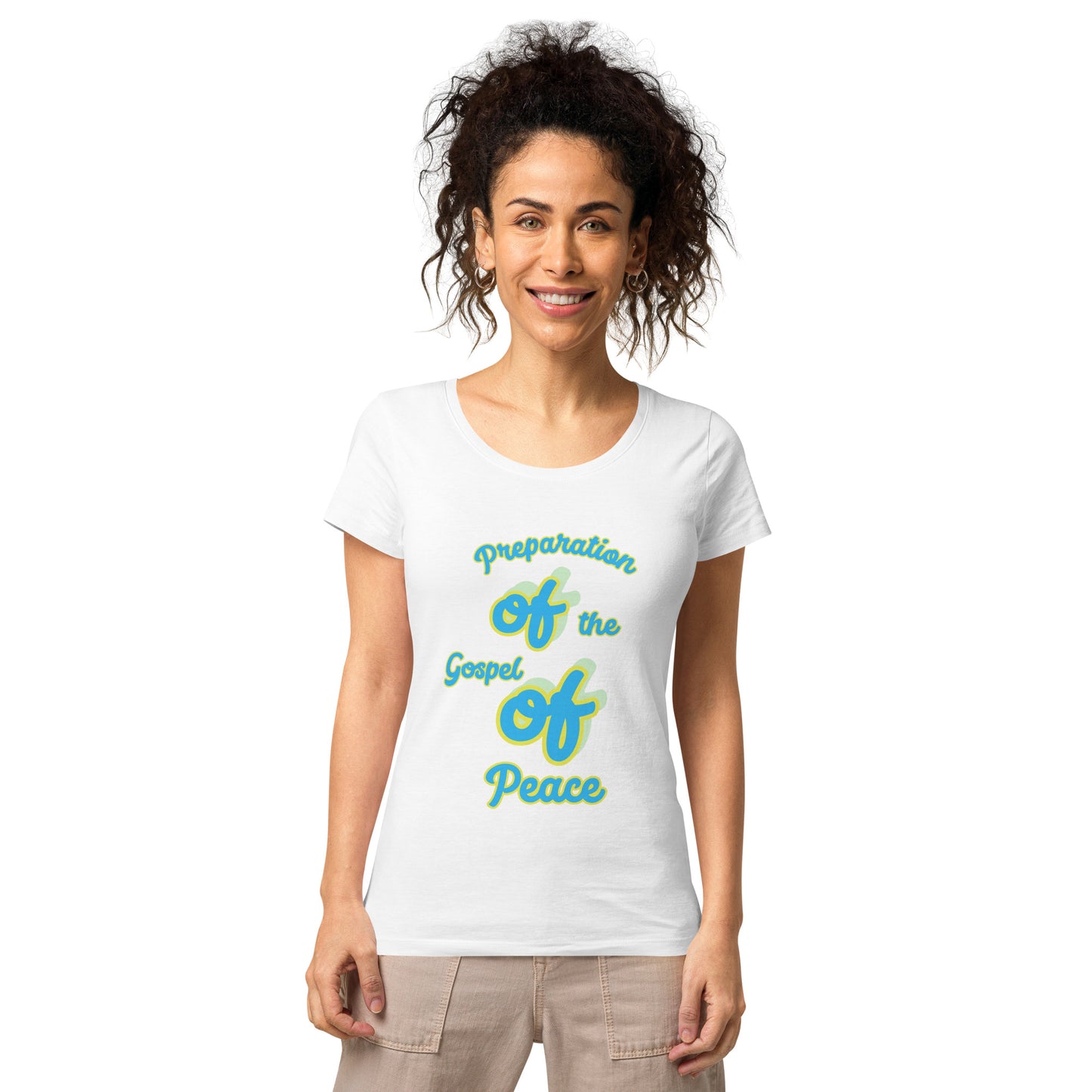 WOMEN Gospel "OF" Peace [Ephesians 6:15] basic organic t-shirt