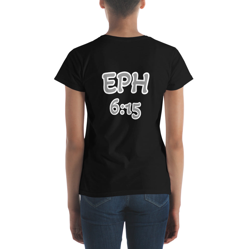 WOMEN Gospel "OF" Peace [Ephesians 6:15] short sleeve t-shirt