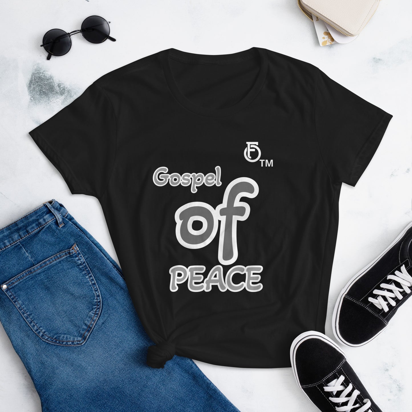 WOMEN Gospel "OF" Peace [Ephesians 6:15] short sleeve t-shirt