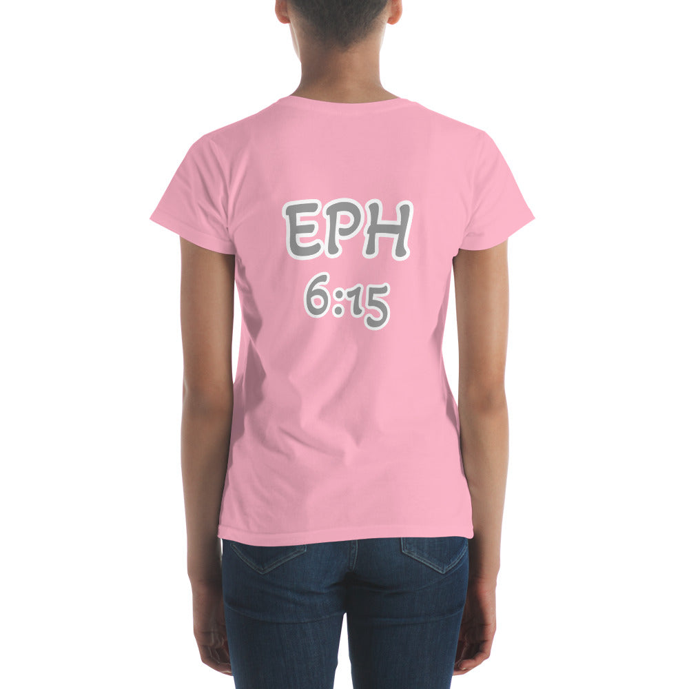 WOMEN Gospel "OF" Peace [Ephesians 6:15] short sleeve t-shirt